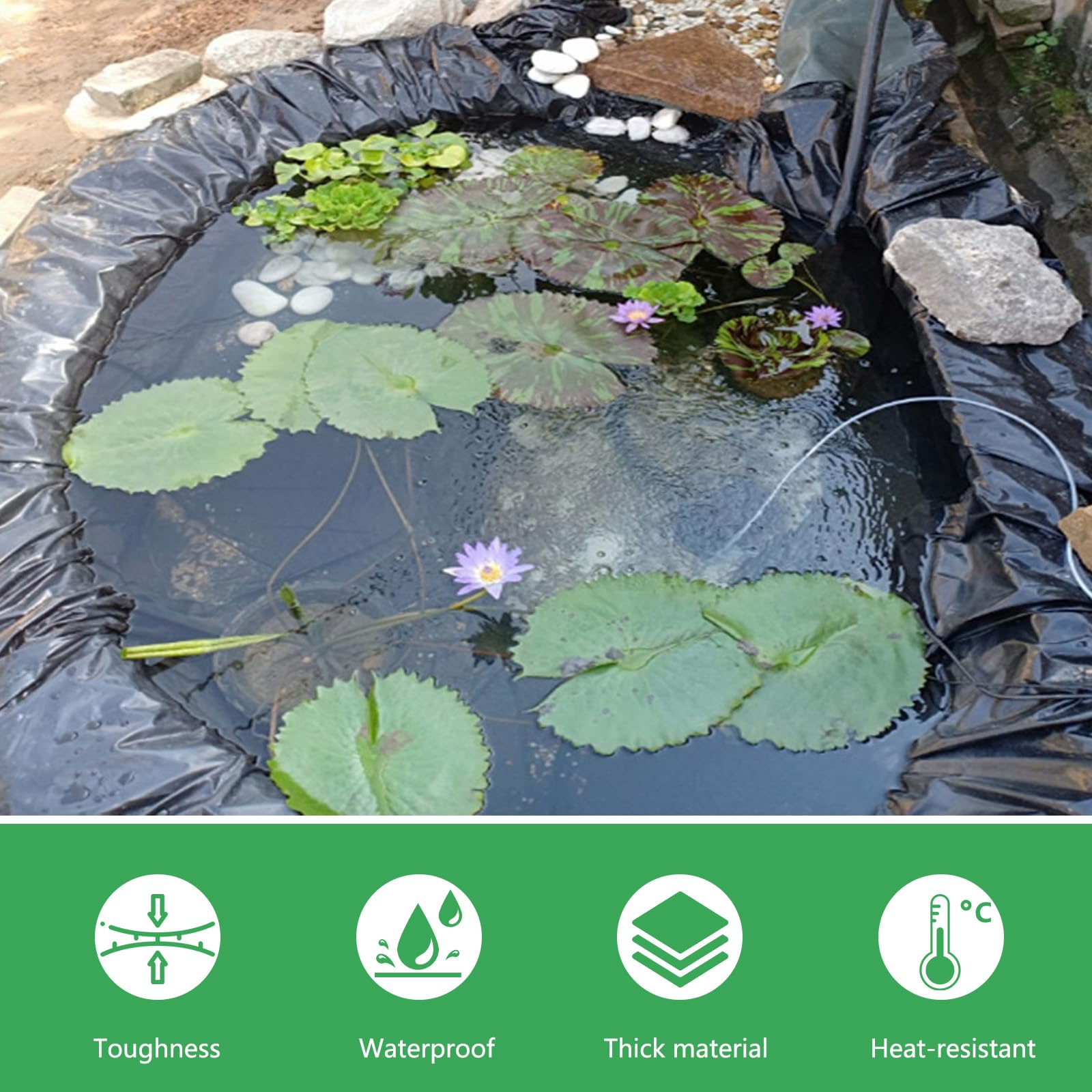 DAZZTIME Telo per Laghetto da Giardino,Telo Laghetto,Fodera Laghetto Flessibile 3x4m,Rivestimento per Laghetti,0.5mm Spessore,per Laghetti,Laghetti,Laghetti,Giardini Acquatici,Fontane