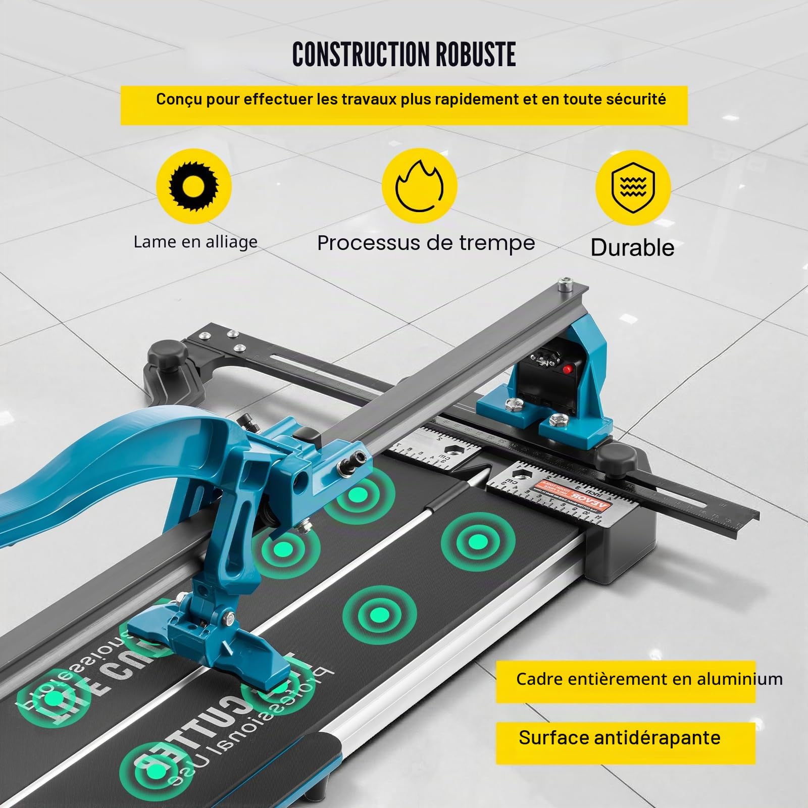 VEVOR Coupe Carrelage Manuel 600 mm Coupe-Carreaux, Épaisseur 6-15 mm Coupeur de Carrelage Robuste avec Positionnement Laser Infrarouge Précis pour Couper Céramique Carreaux Porcelaine Carreaux Polis