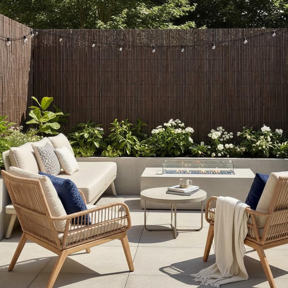Mazovia Frangivista Balcone PVC 100x300 cm Marrone Effetto bambù Resistente Intemperie Raggi UV Frangivento Coperture Ombreggiante