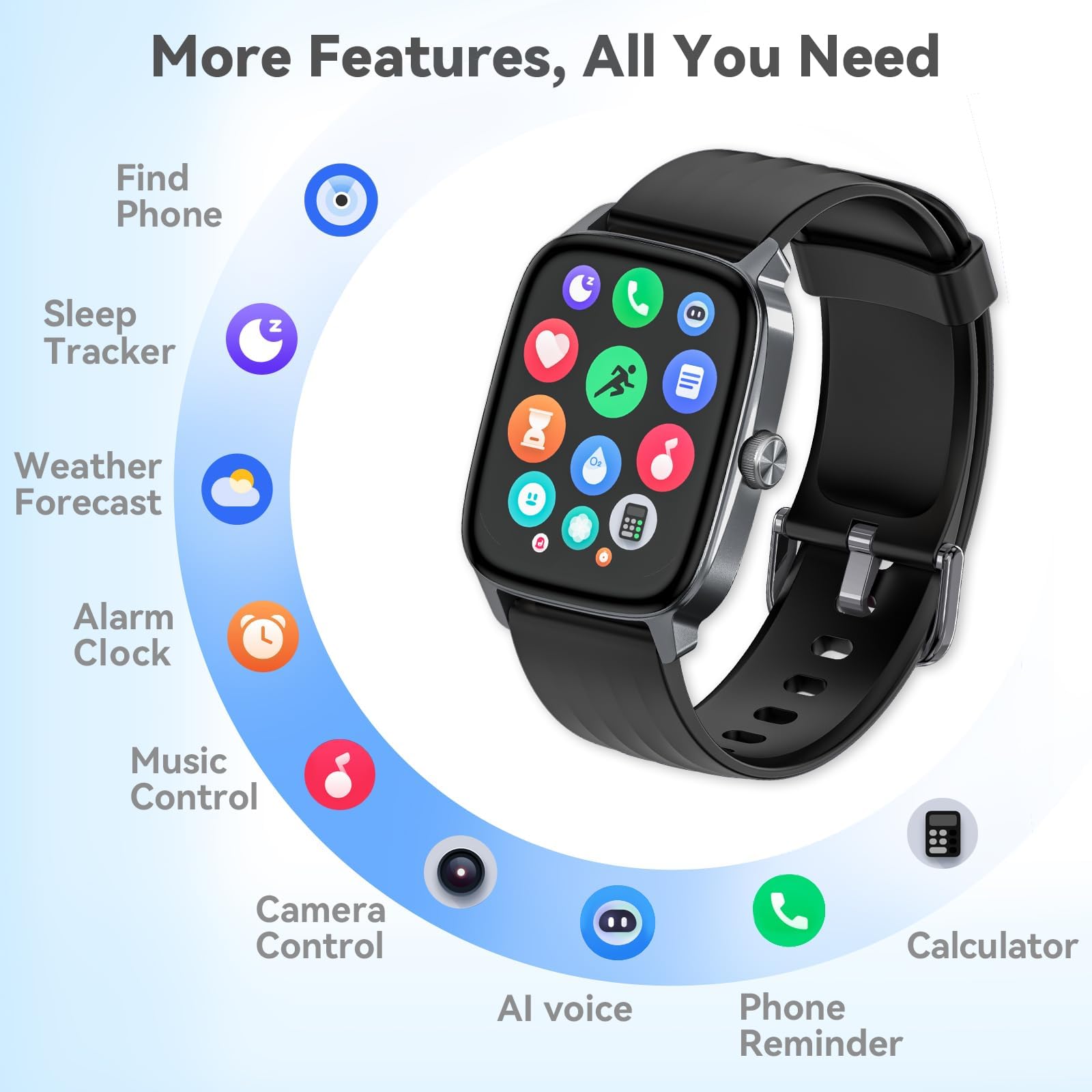 Pedometer Watch No APP/Phone Required, 1.85" Display Fitness Tracker Watch with Pedometer, Calories & Step Counter, Waterproof Smart Watches with Heart Rate Monitor, Sleep Tracking for Women Men