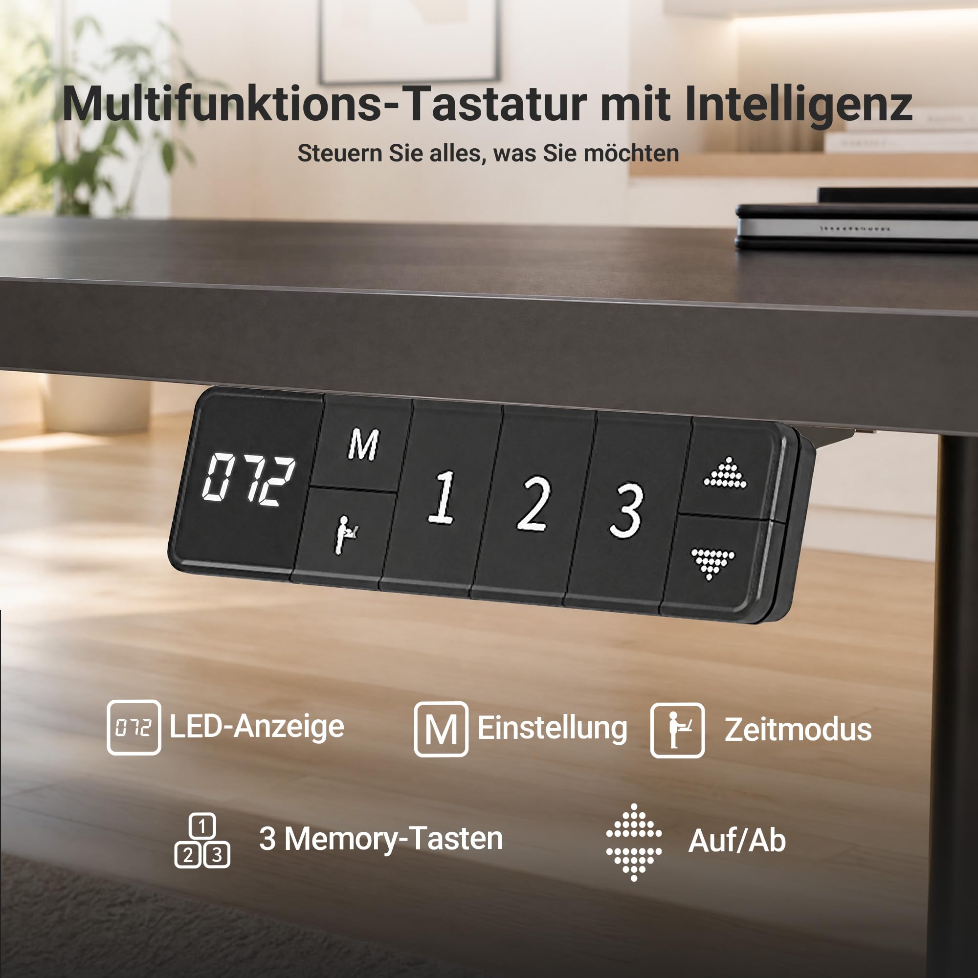Claiks Höhenverstellbarer Schreibtisch mit Steckdosen 160 x 80 cm, Schwarz | 80kg Tragkraft, Integrierte Ladestation, Kabelmanagement-Box inklusive, Ergonomisches Sitzen-Stehen für Homeoffice & Gaming.