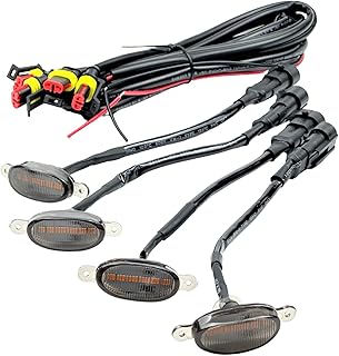 HTharros LED グリルマーカー 車用 マーカー ランプ 警告灯 12Ⅴ サイドマーカー デイライト ドレスアップ カスタム アンバー スモークカバー