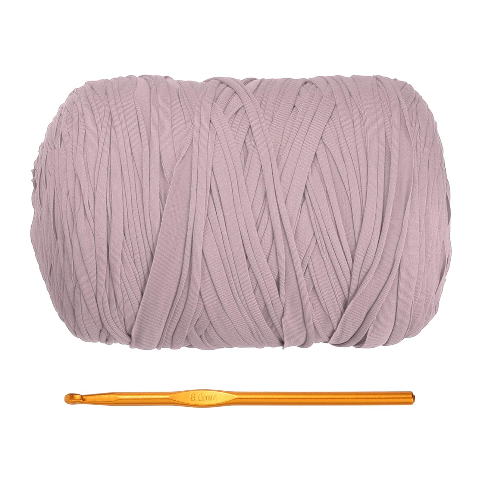 PATIKIL T-Shirt Yarn for Crocheting with 1 Crochet Hook, 800g/228 Yards Soft High Elastic Knitting Yarn for Beginner Crochet Bag/Basket/Home Decor(Gray Purple) — image 1