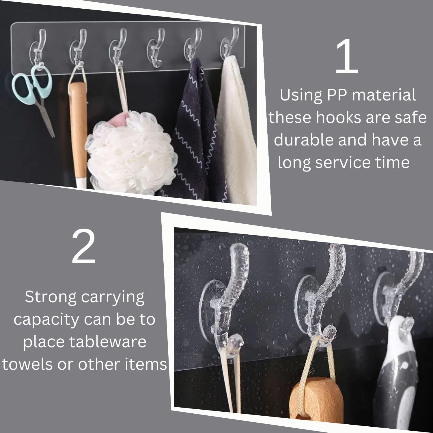 Misamo Enterprise Transparent Over Door Hook Rack, 6 Hooks (Set of 2) - Image 4 thumbnail
