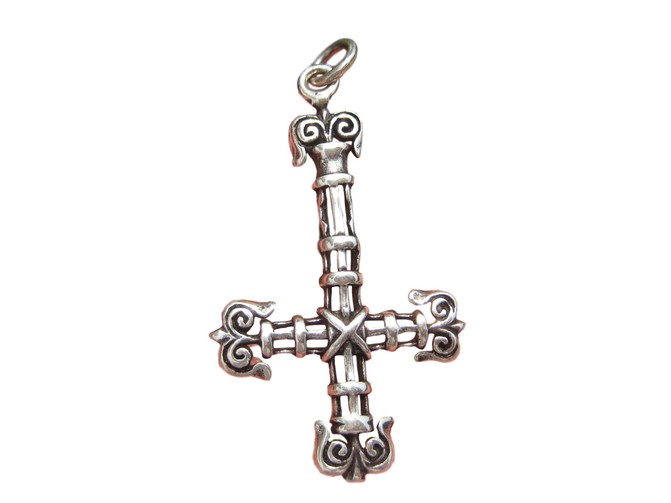 925 Silver Celtic Inverted Petrine Cross Saint Peter or Satanic Pendant A16
