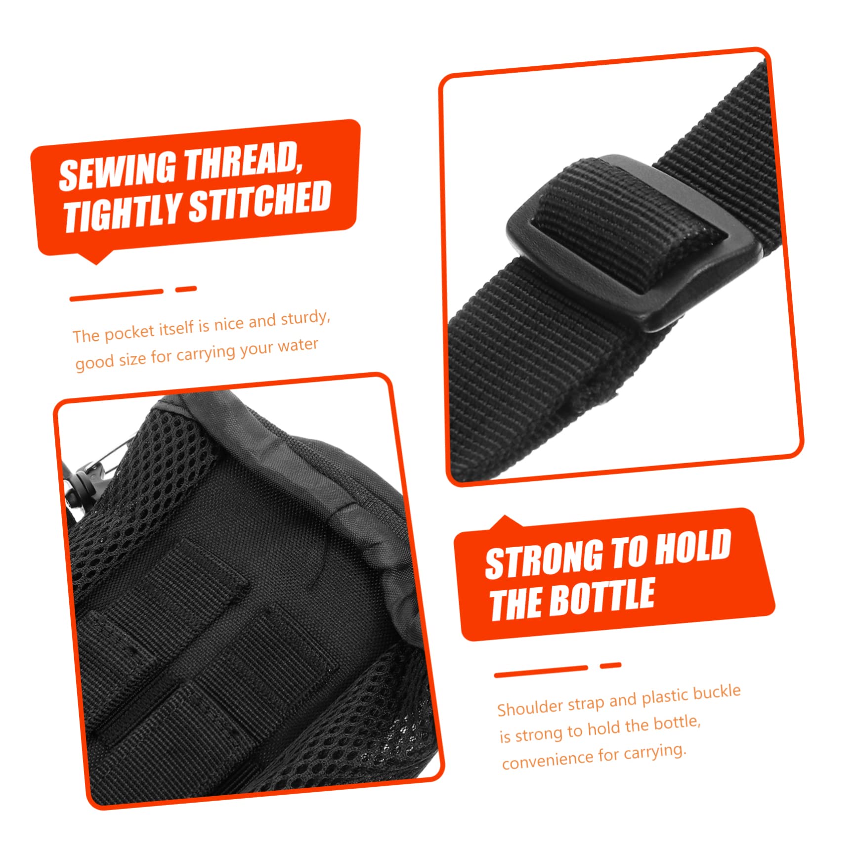 ibasenice 3 Stück Tasche für Wasserflaschen Flaschenbeutel Träger modern Wandern Trinkflaschenhalter mit Gurt Wasserflaschenhalter Wasserflaschenschlinge Oxford-Stoff Black