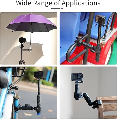 Miniatura 5 de SOONSUN Soporte de cámara de doble abrazadera para silla, escritorio, cochecito, vagones, trípode, poste, soporte de luz, barra cruzada, carrito de