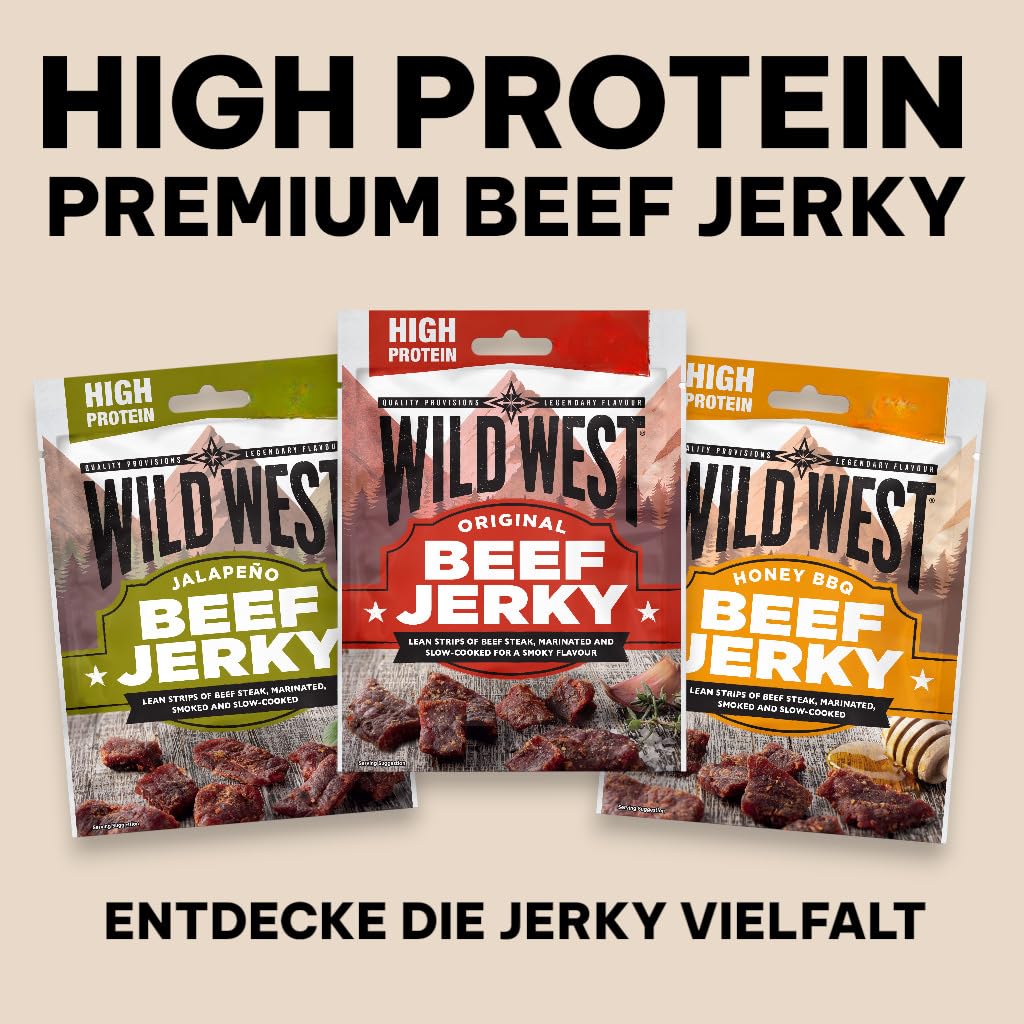 Wild West Beef Jerky 1kg Bundle - Original Rindfleisch Snacks in verschiedenen Größen - Beef Jerky high Protein Trockenfleisch, Protein Snack