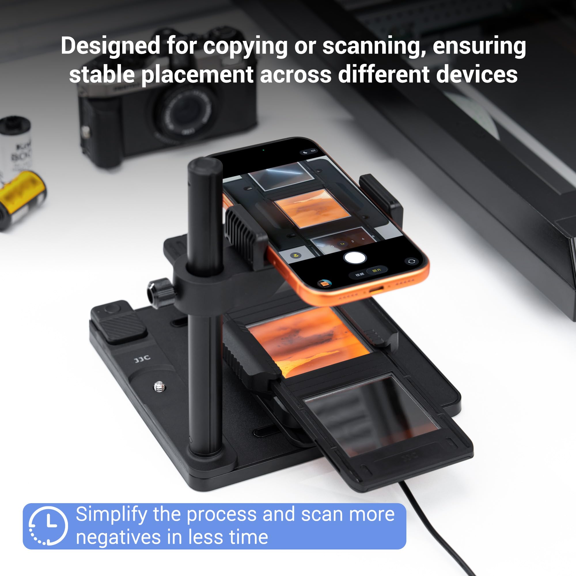 JJC 120 Negative Filmhalter für 3 Stück 6×6 Format Dias, Mittelformat Negativfoto Scanmaske Magnetabdeckung Passend für Flachbettscanner mit Hintergrundbeleuchtung