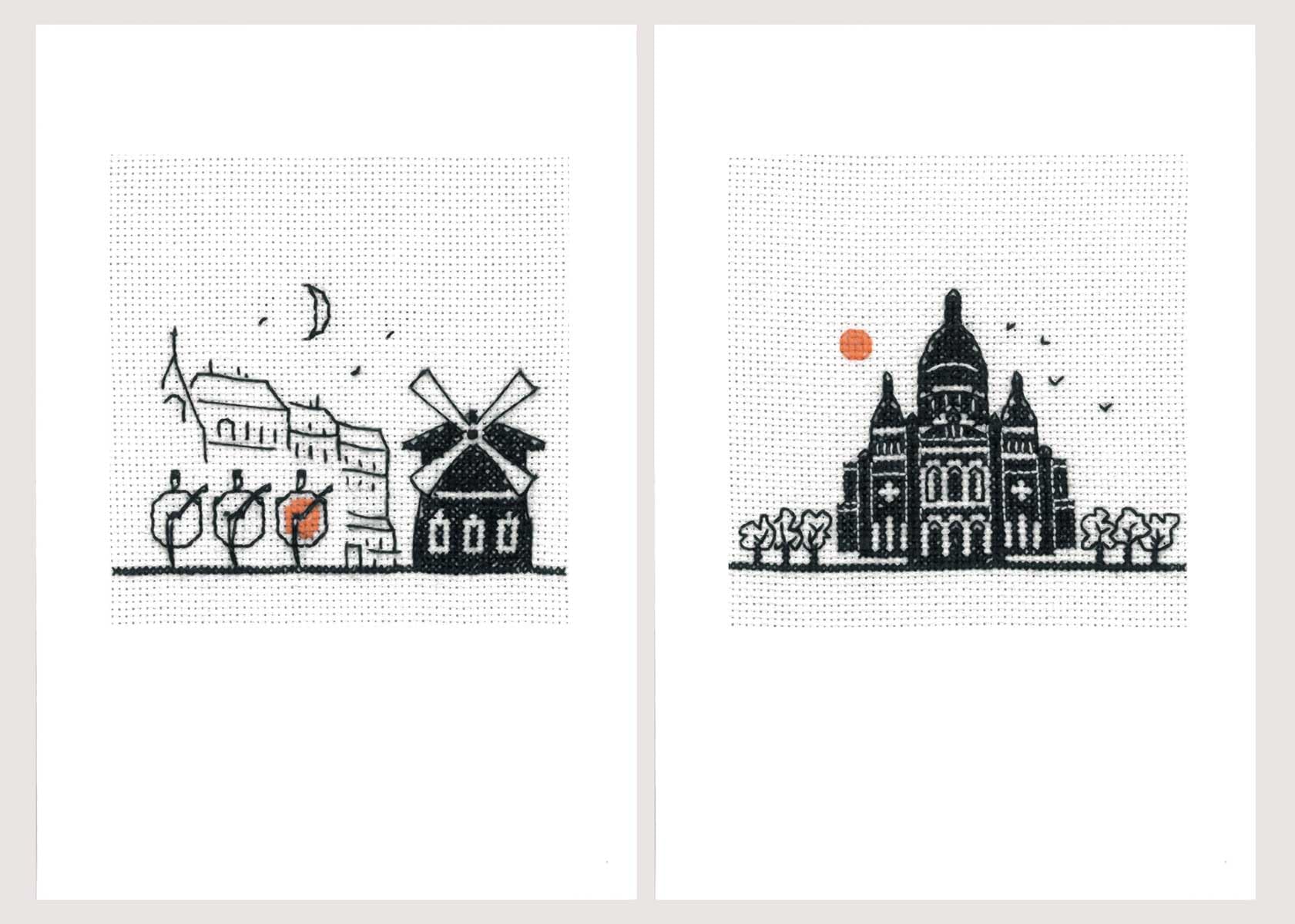 Le Bonheur des Dames Greeting Cards Set of 2 Cross Stitch Embroidery Kit