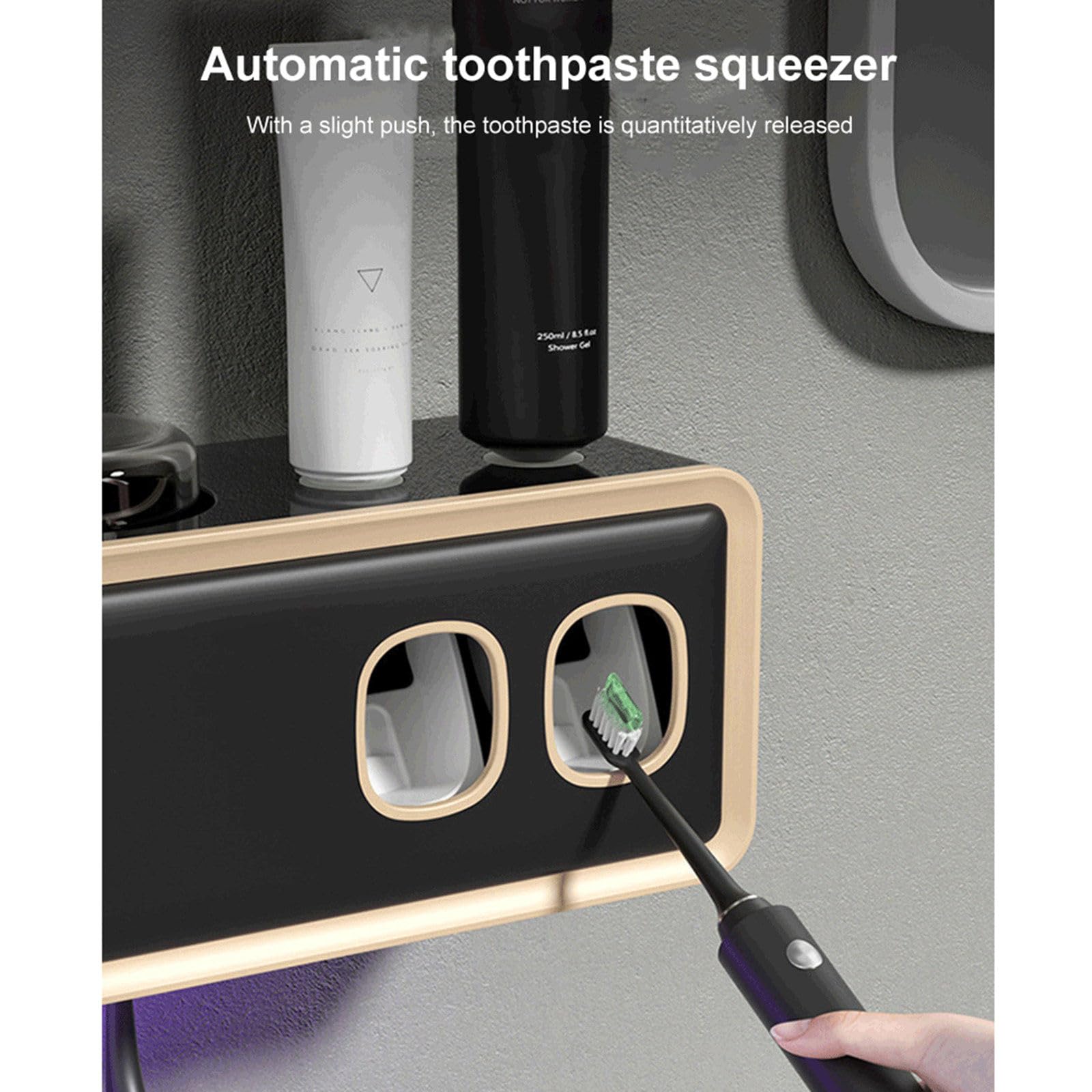 Esterilizador inteligente Uv, organizador sin perforaciones, Set de accesorios de baño, soporte para cepillos de dientes, soporte para cepillos de dientes Uv, sin perforaciones inteligentes,White