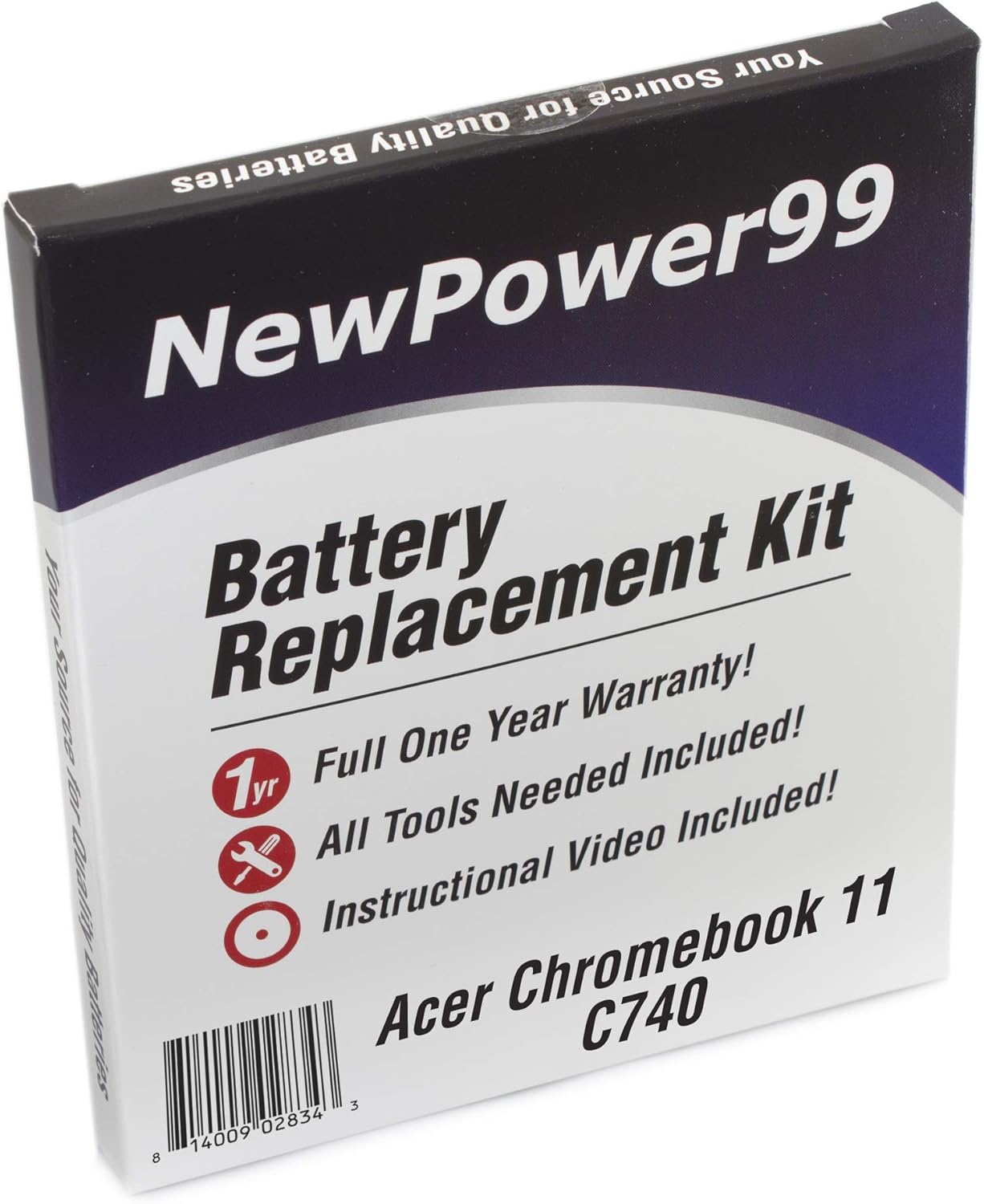 NP99sp Battery Kit for Acer C740 Chromebook with Video, Tools, and Extended Life Battery from NewPower99