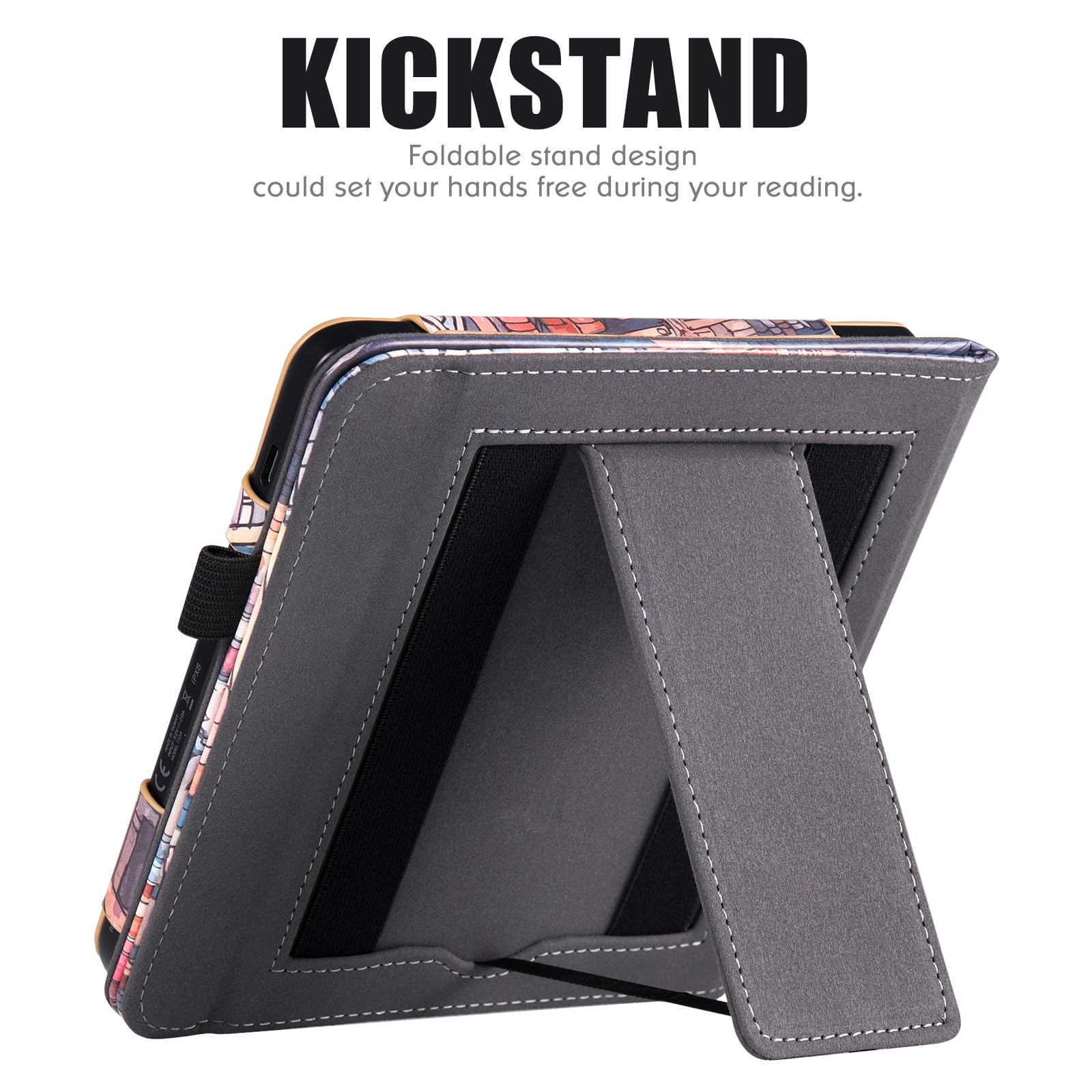 Funda para Kobo Libra Colour 2024 | Soporte plegable integrado y correa de mano | con soporte de encendido automático y bolígrafo | Funda de piel sintética para Kobo Libra 2 / H2O