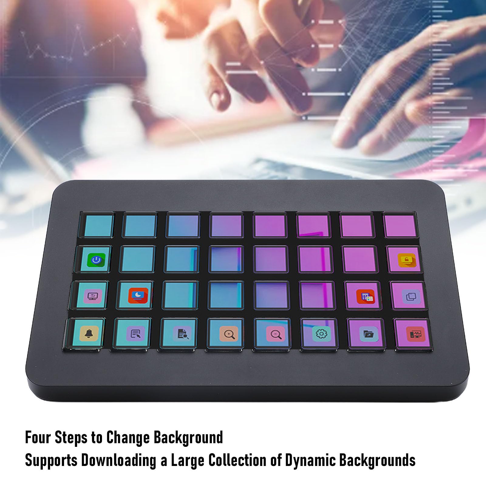Fabater Teclado Macro Programable LCD de 32 Teclas, Controlador de Estudio Stream Control Deck con Imágenes de Pantalla Personalizables, para Transmisión en Desde PC, OBS, Twitch (Black)