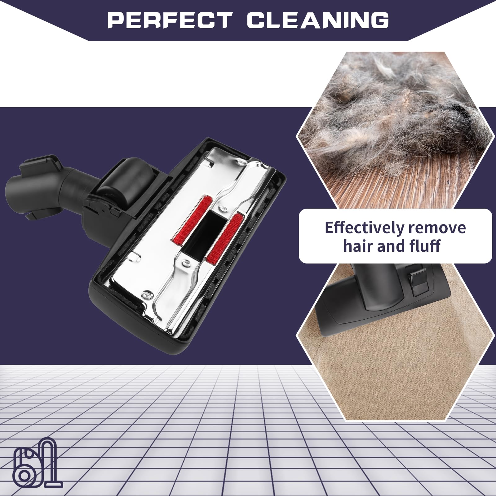 Spazzola Parquet per Ricambi Aspirapolvere Miele, Bocchetta da 35 mm per pavimenti, compatibile con Miele, Kärcher, Bosch, Siemens, Samsung, Thomas, Philips, Metabo, serie S1, S2, S4, S5, S6, S8