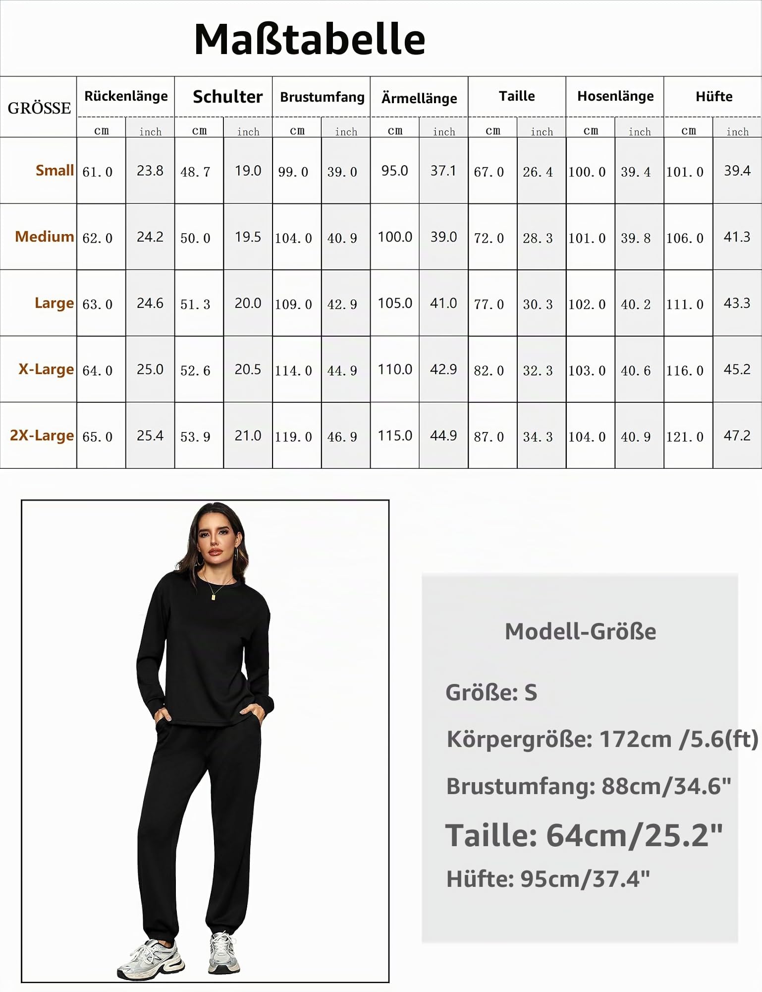 Aottori Jogginganzug Damen Rundhals Trainingsanzug Langarm Herbst Winter