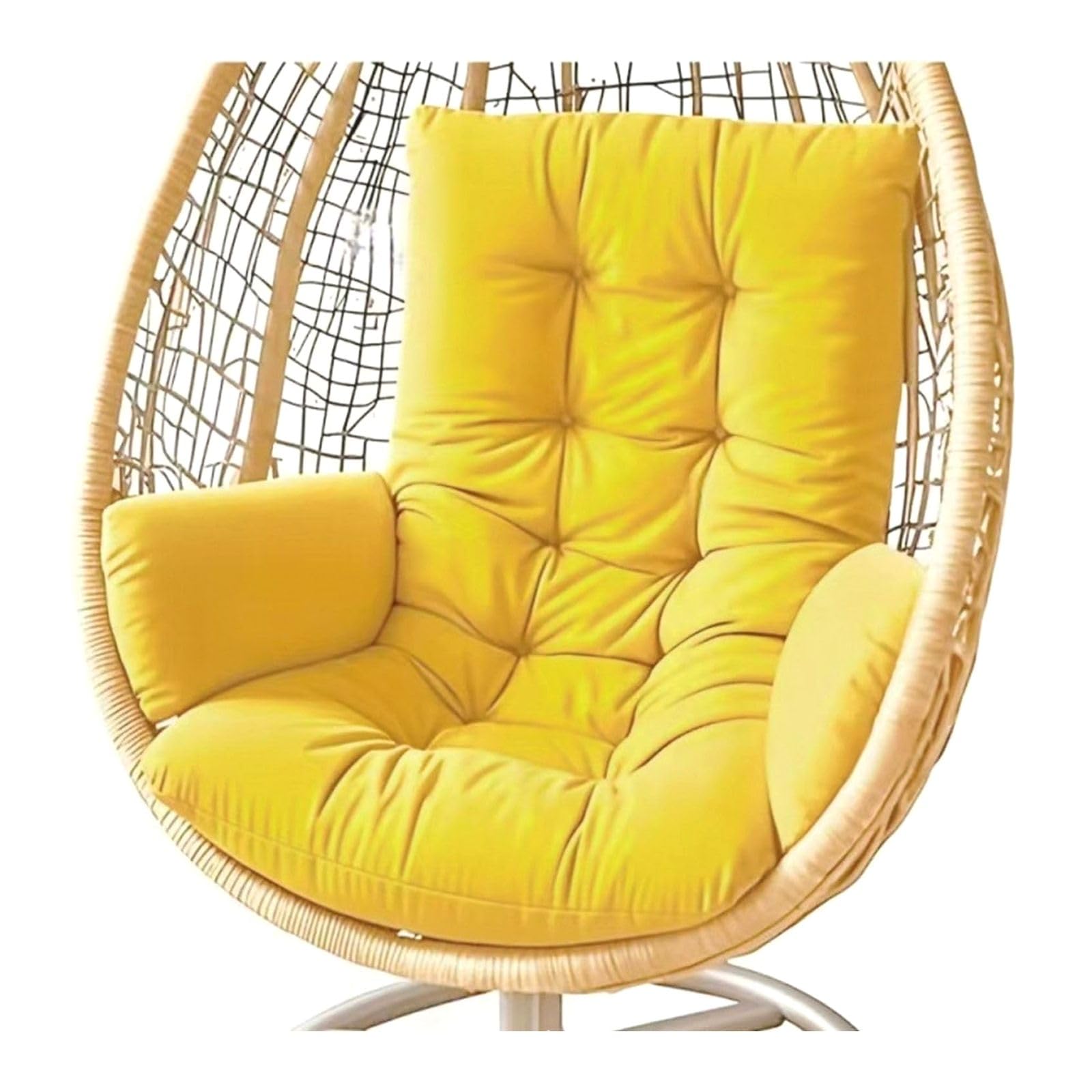 Cojín de jardín para silla columpio en tardes de relax en el patio