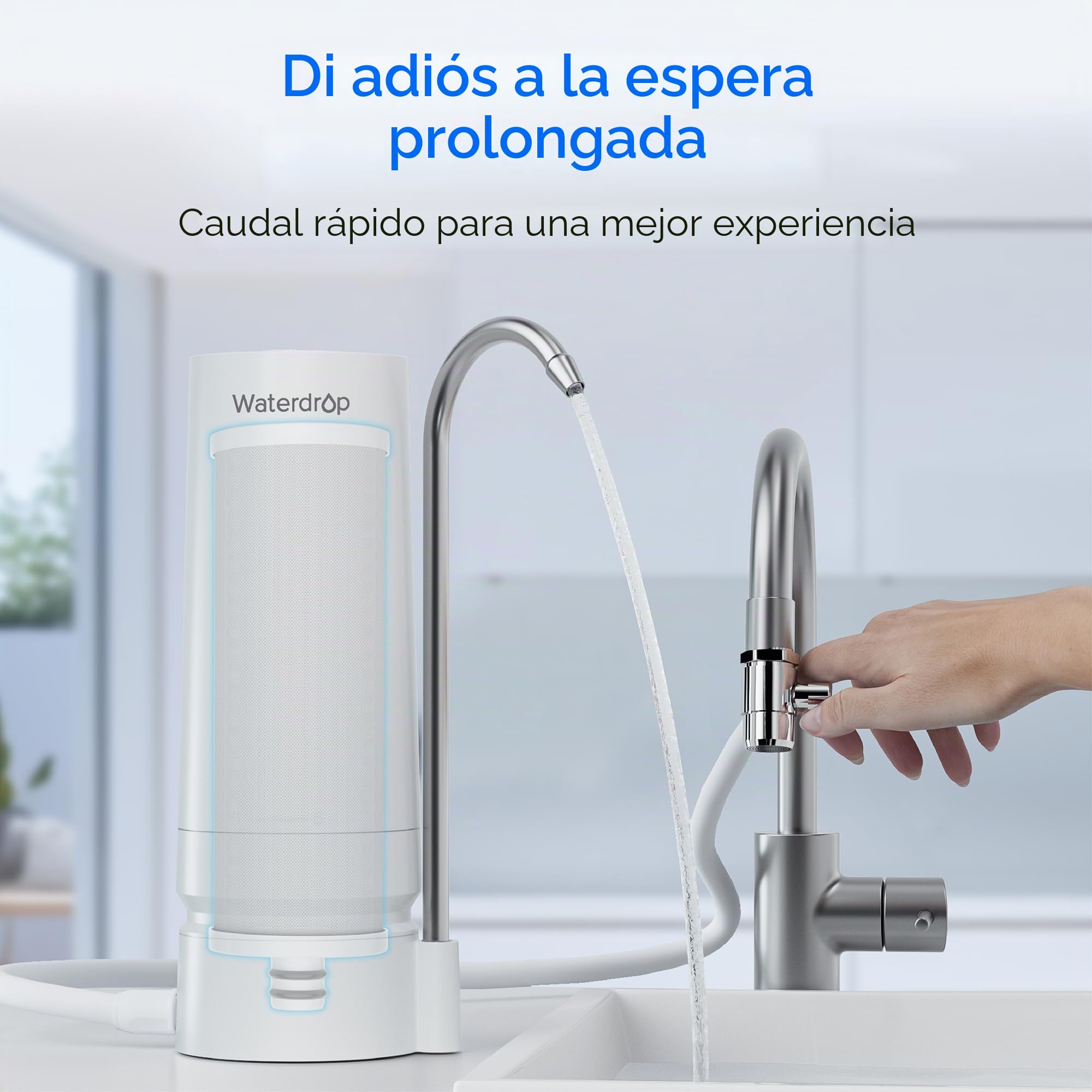 Waterdrop WD-CFF-03 Filtro de Reemplazo, Filtro de Agua para Encimera, Vida Útil de 4000 Galones, Filtros de Agua de Reemplazo para Fregadero, Reemplazo para WD-CTF-05, WD-CTF-06, 1 Paquete