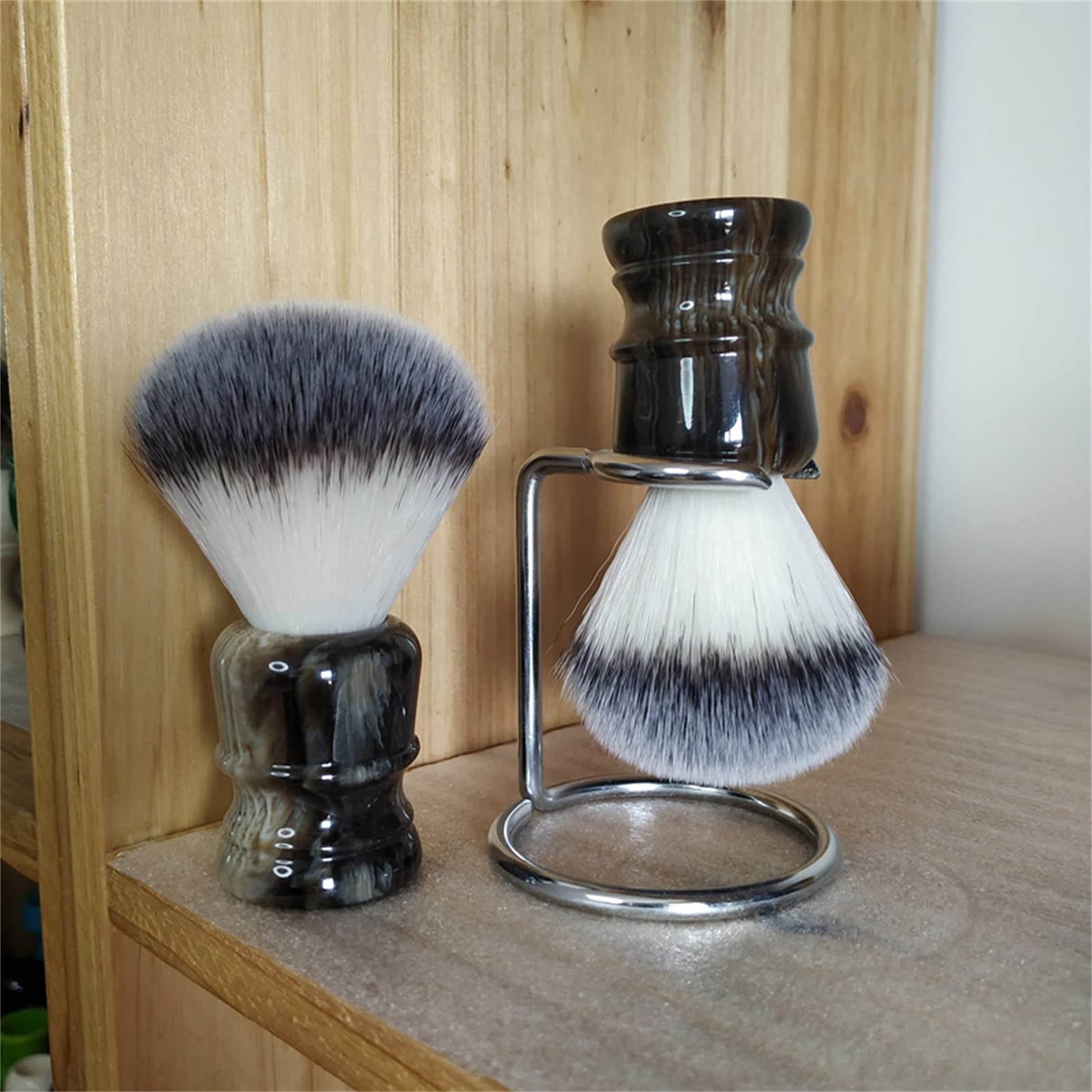 Pennello da Barba Fatto a Mano Capelli Morbidi Rayon Barba Pennello in Schiuma Portatile Manico in Resina Pennello da Barba Bagnato