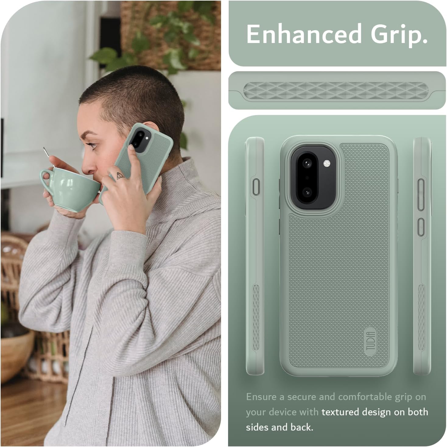 TUDIA MergeGrip Designed for OnePlus 15R Case 5G (2026) - [Military Grade Drop Tested] Dual Layer Shockproof Slim Rugged Tough Protective Phone Cases Cover (Green Lily)