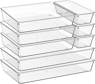 Criusia 8 Pack Drawer Organizer for Kitchen Gadgets, Large Clear Plastic...