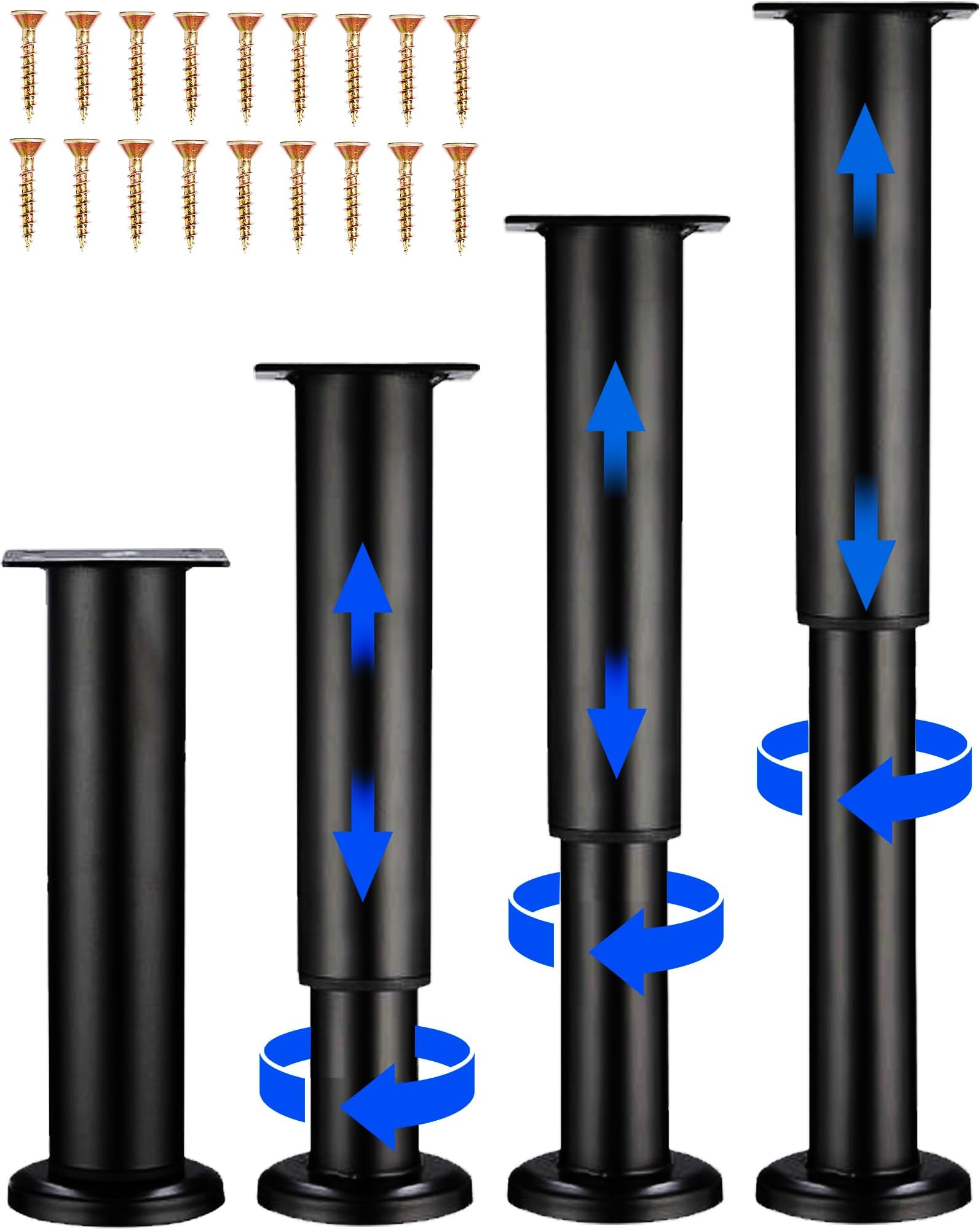 APACALI 8PCS Adjustable Bed Frame Legs 814.7 Inch Bed