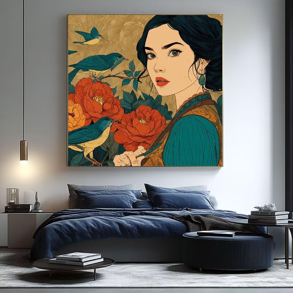 Malowanie według numerów dorosłych, kwiaty piwonii dla kobiet, DIY Painting by Numbers Początkujący zestawy, Obrazy do malowania według numerów Farby akrylowe z pędzlami, 90x90cm bez ramki WJY7-678