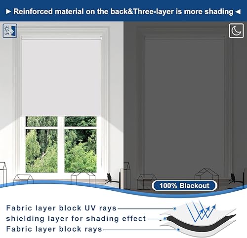 Miniatura 5 de Grandekor Persianas enrollables 100 % opacas, para ventana, con aislamiento térmico, protección UV, impermeable, tela opaca con cadena, 31 x 72