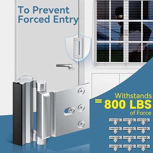 Miniatura 2 de 3 piezas cerradura de refuerzo de puerta, cerraduras de puerta para seguridad de niños, cerraduras de seguridad para puertas desde el interior,