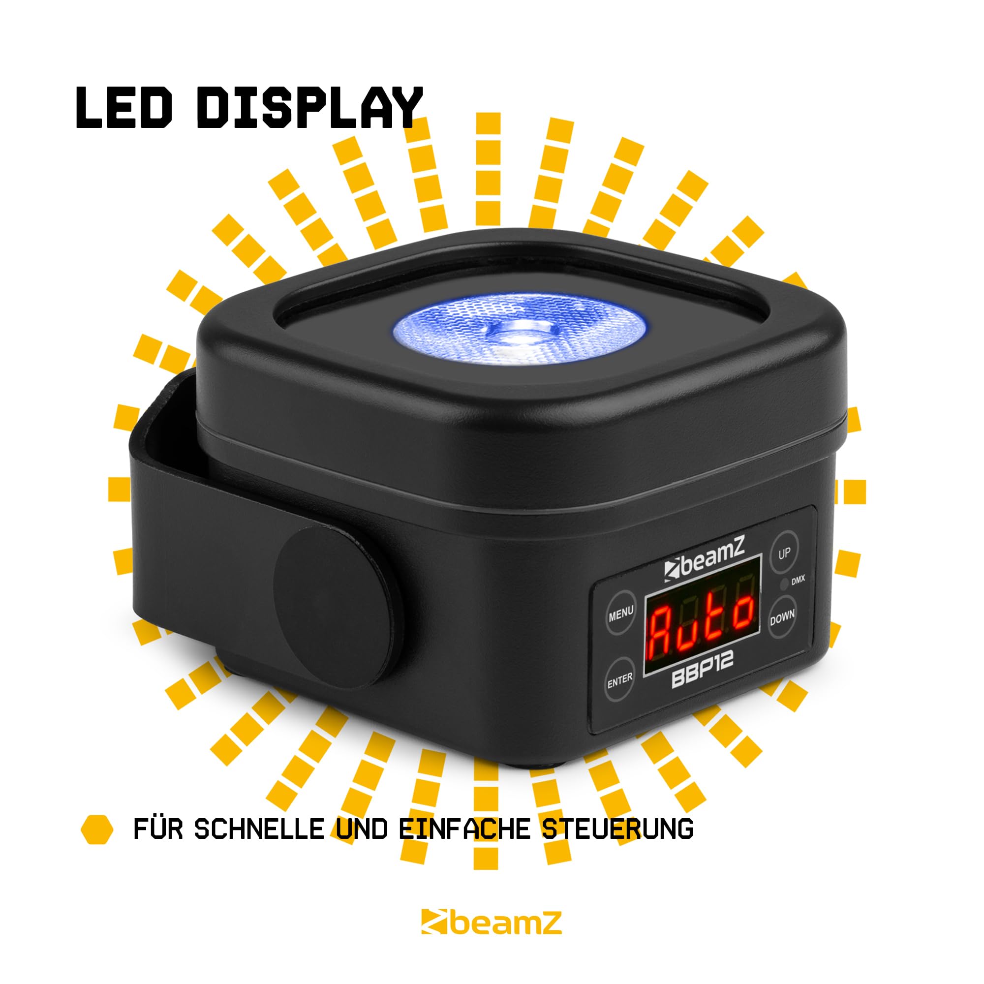 BeamZ BBP12 Akku Uplight Spot 8er Set - 12 Watt LED Par Strahler Outdoor, 13h Akkulaufzeit, IP65, Magnet Clip, Bühnenbeleuchtung, Dimmer, Stroboskop, DMX & Automodi, Bühnenlicht inkl. Fernbedienung
