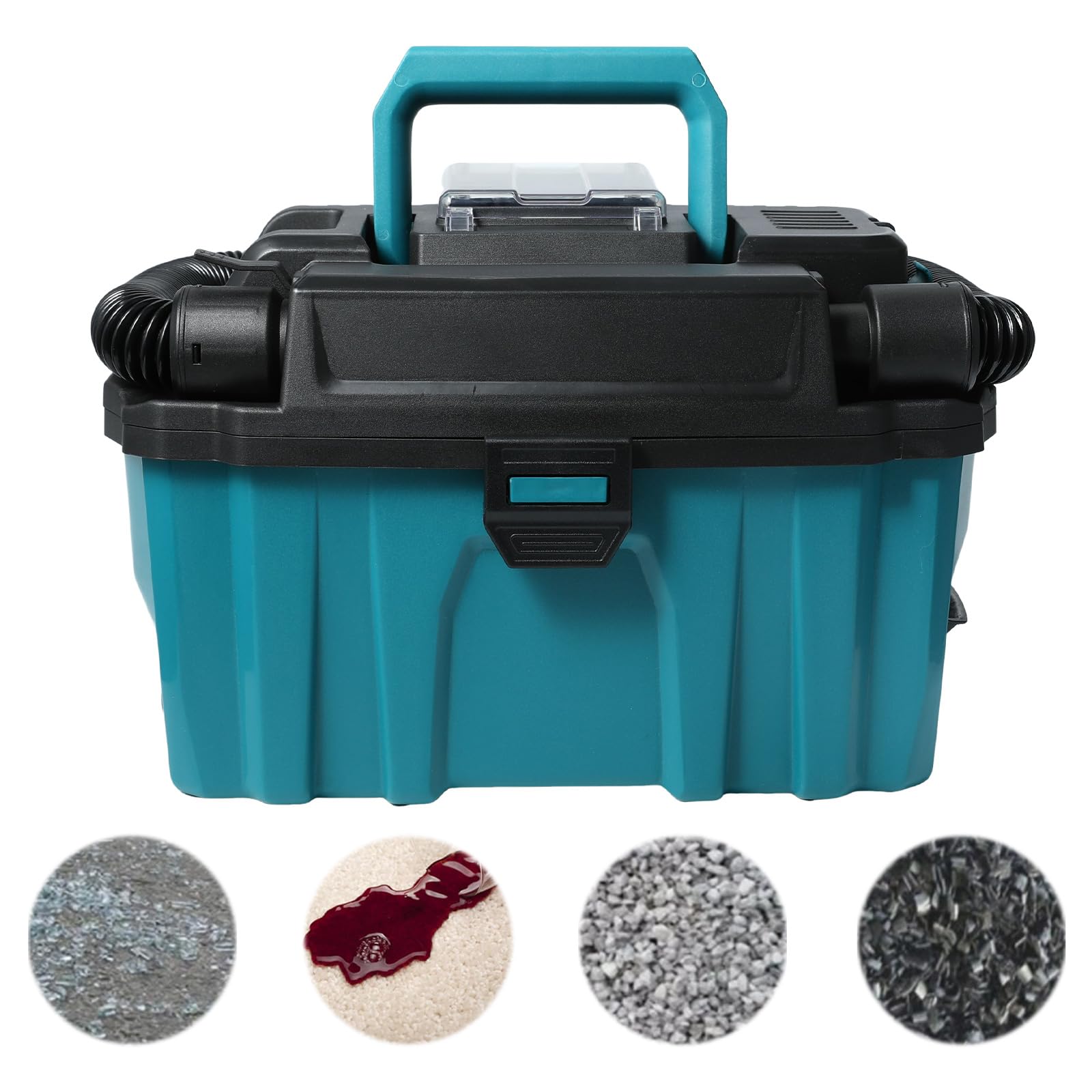 Aspiradora inalámbrica para batería Makita de 18 V, 15 Kpa con filtro HEPA, depósito de 10 litros, manguera de 2 m, boquilla para juntas/cepillos, sin escobillas, para casa coche y taller (no batería)