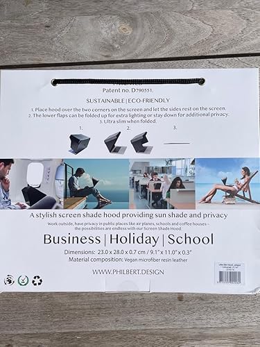 Miniatura 9 de Philbert Design Parasol y capucha Lux de privacidad  Universal para portátiles de 12"-13"-14"  Rojo  Materiales ecológicos  Reducción de