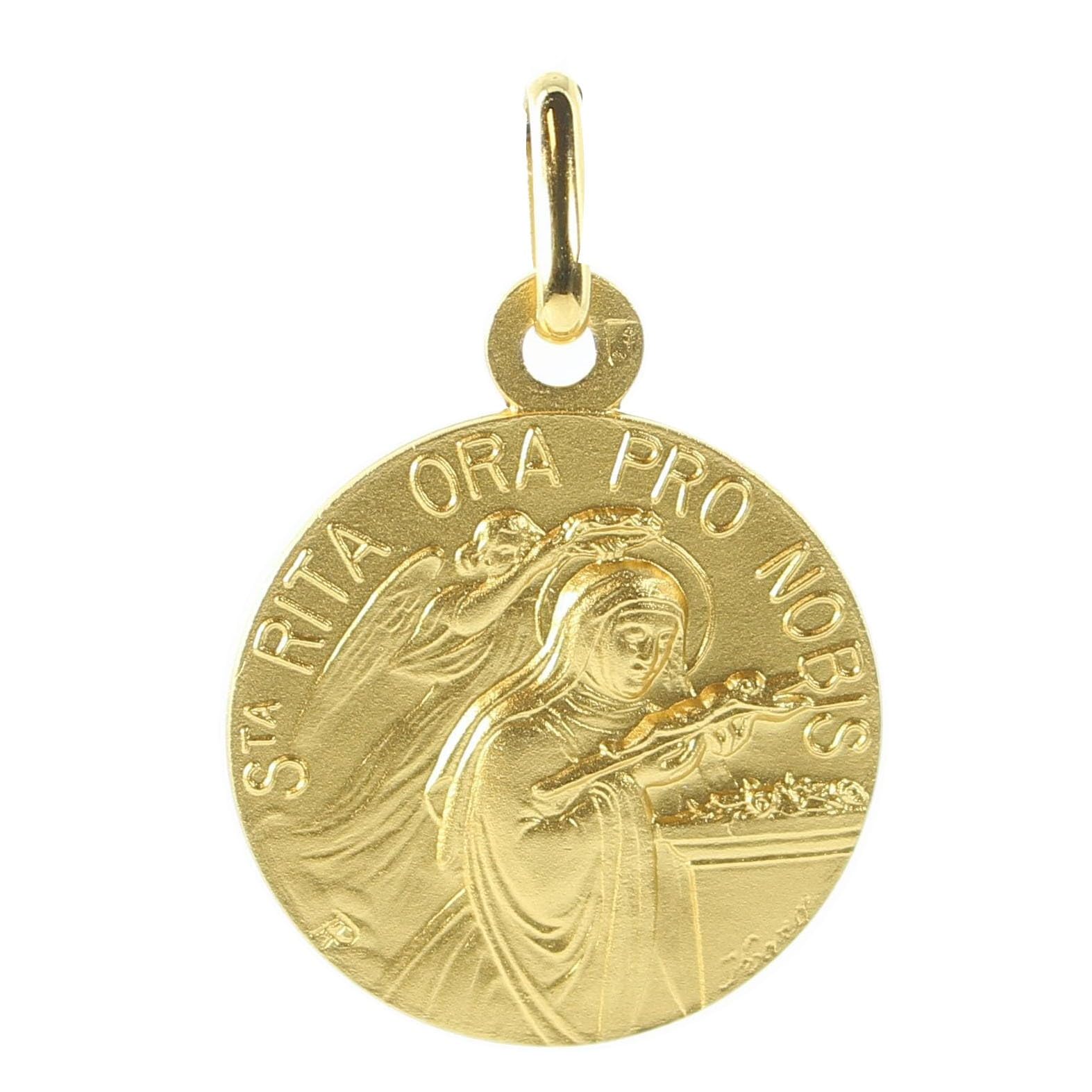 Palais du Rosaire Médaille de Sainte Rita et Croix Plaqué Or 18mm - Culte Chrétien