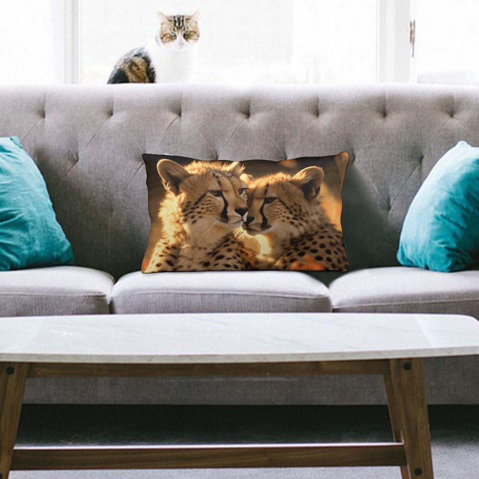 NTVOWPZO Decoration Throw Pillow Covers 8"x12" Pillowcases Covers Cheetah Love Soft Pillowcases Modern Farmhouse Home Decor Sofa Cushions Covers for Couch Bed Living Room