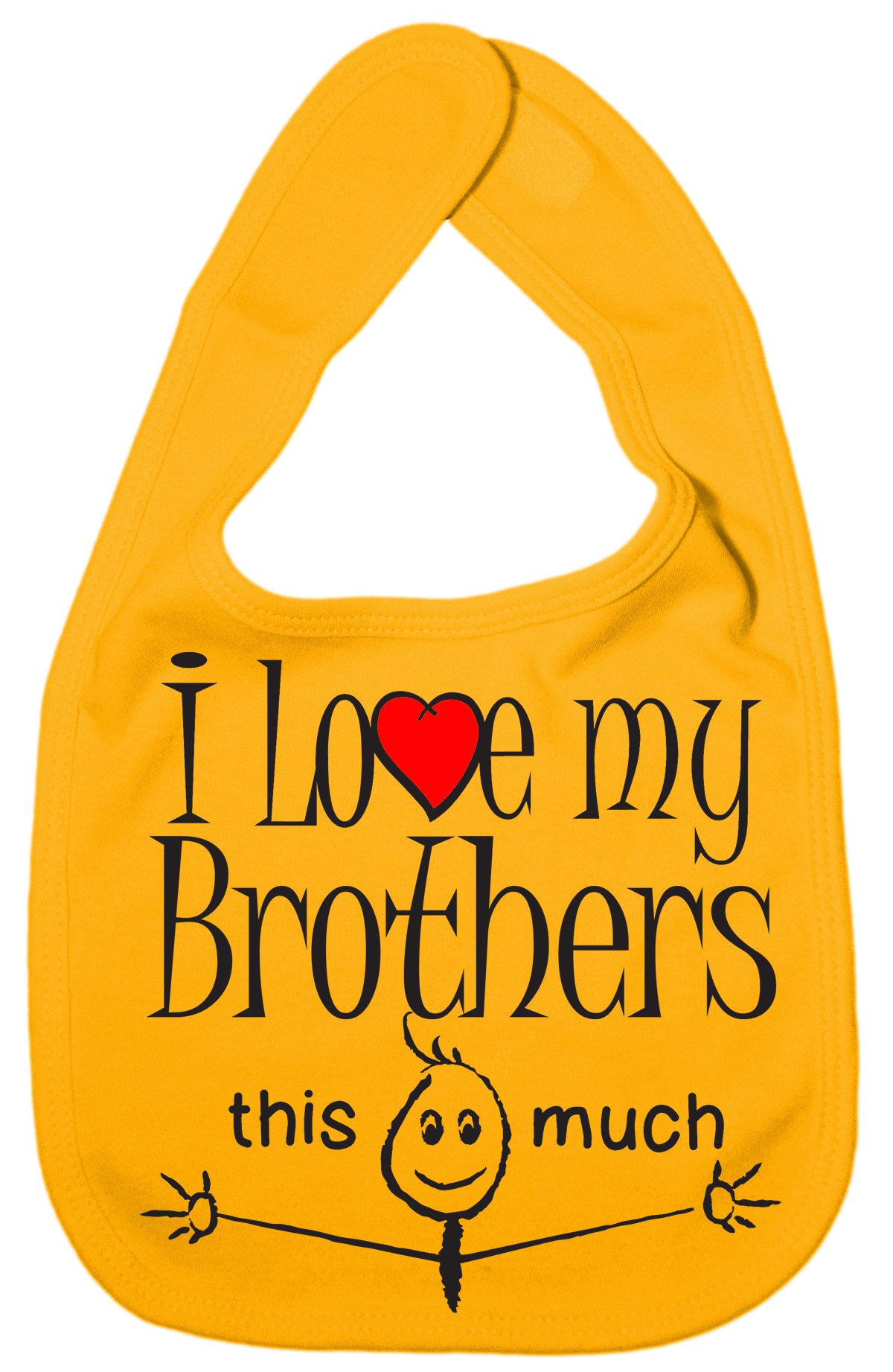 Image is Everything IiE, I Love My Brothers This Much, Sibling Baby Unisex Soft Cotton Feeding Bib, Yellow