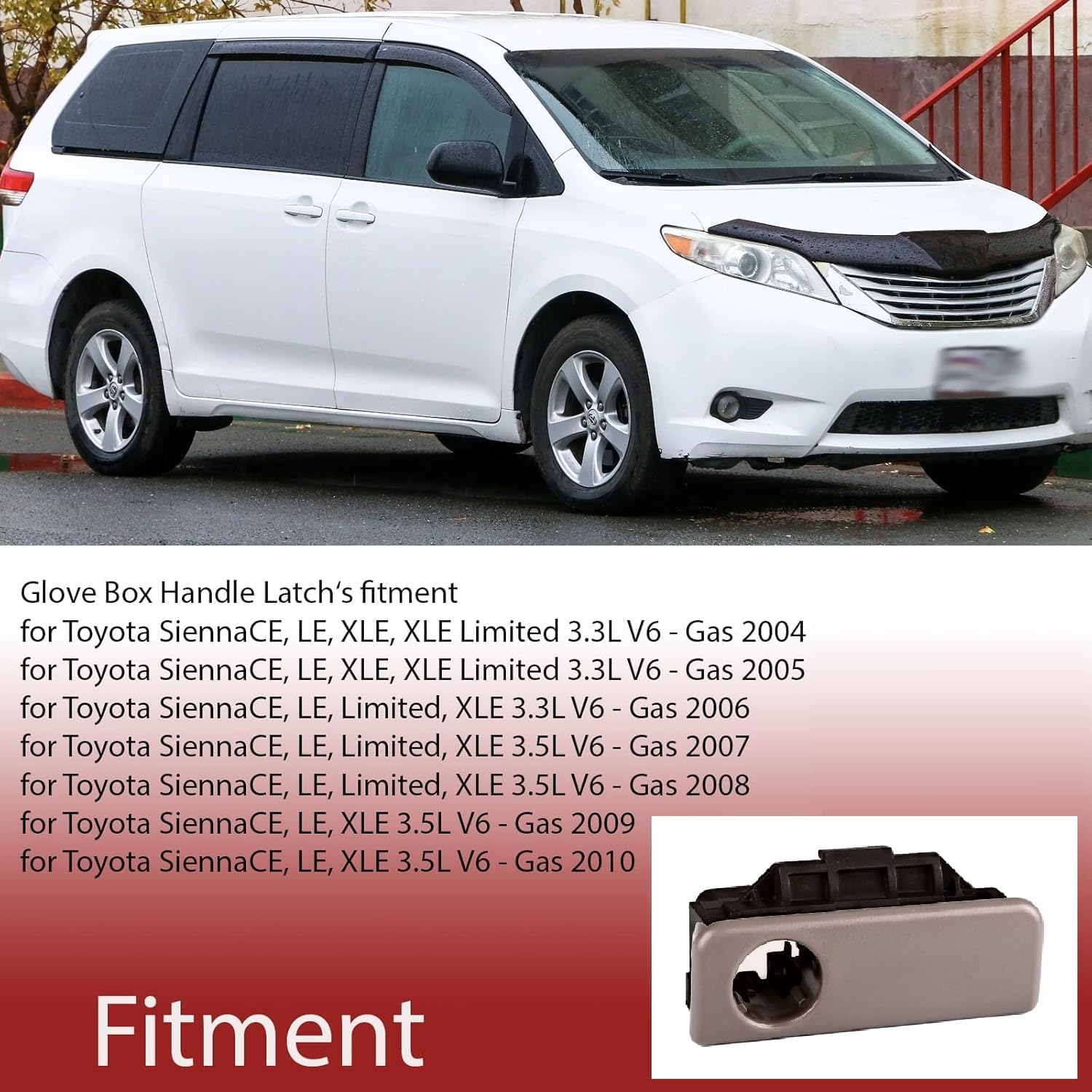 CL5440 > Interior Glove Box Lock Latch Lid Compartment Handle Assy - Fawn Brown - - Compatible with Toyota Sienna 2004 thru 2010 Replace 55506-AE010-E0 55506AE010E0