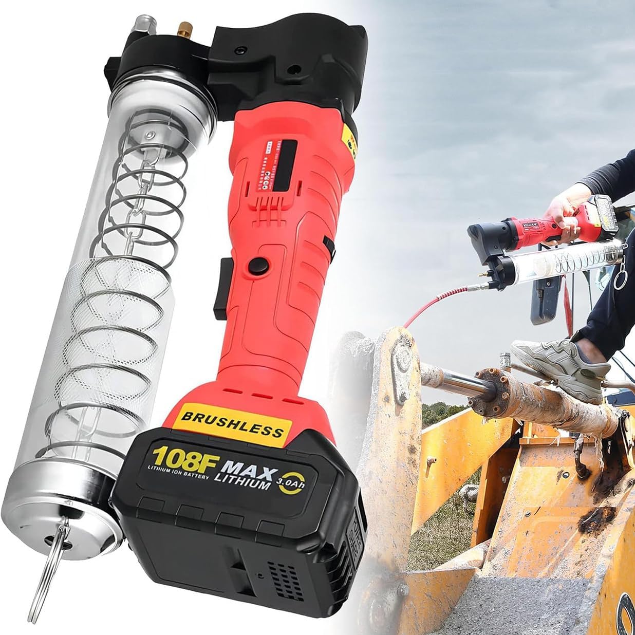 Amazon.com : DOrorO Cordless Electric Grease Gun, 18V Lithium Battery ...