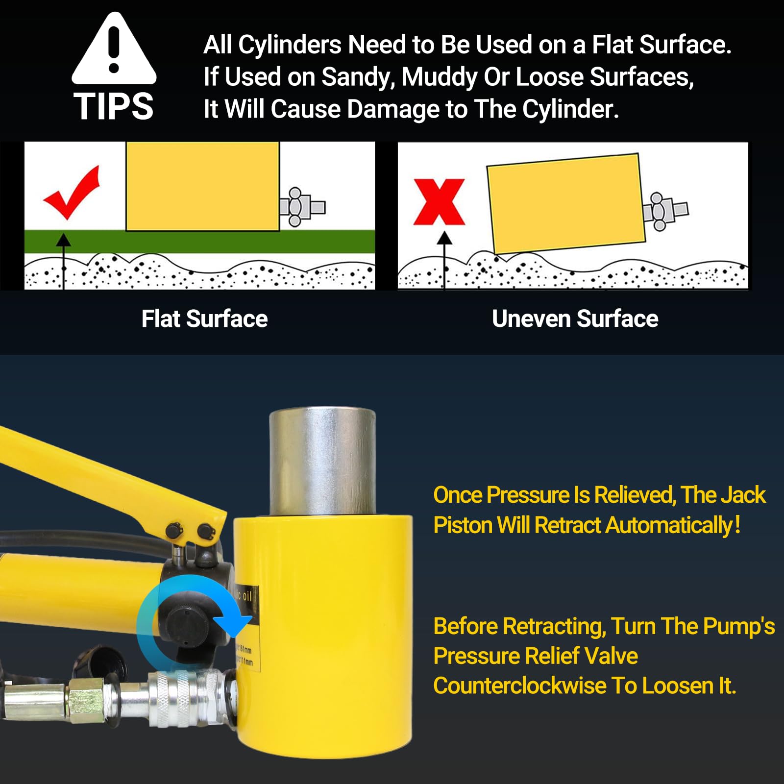 20 Ton Hydraulic Cylinder Jack, Heavy Duty 2 Inch Stroke Porta Power Ram with Hand Pump, Single Acting Lifting Cylinder for Machinery, Construction, Repair — Amazon image 6