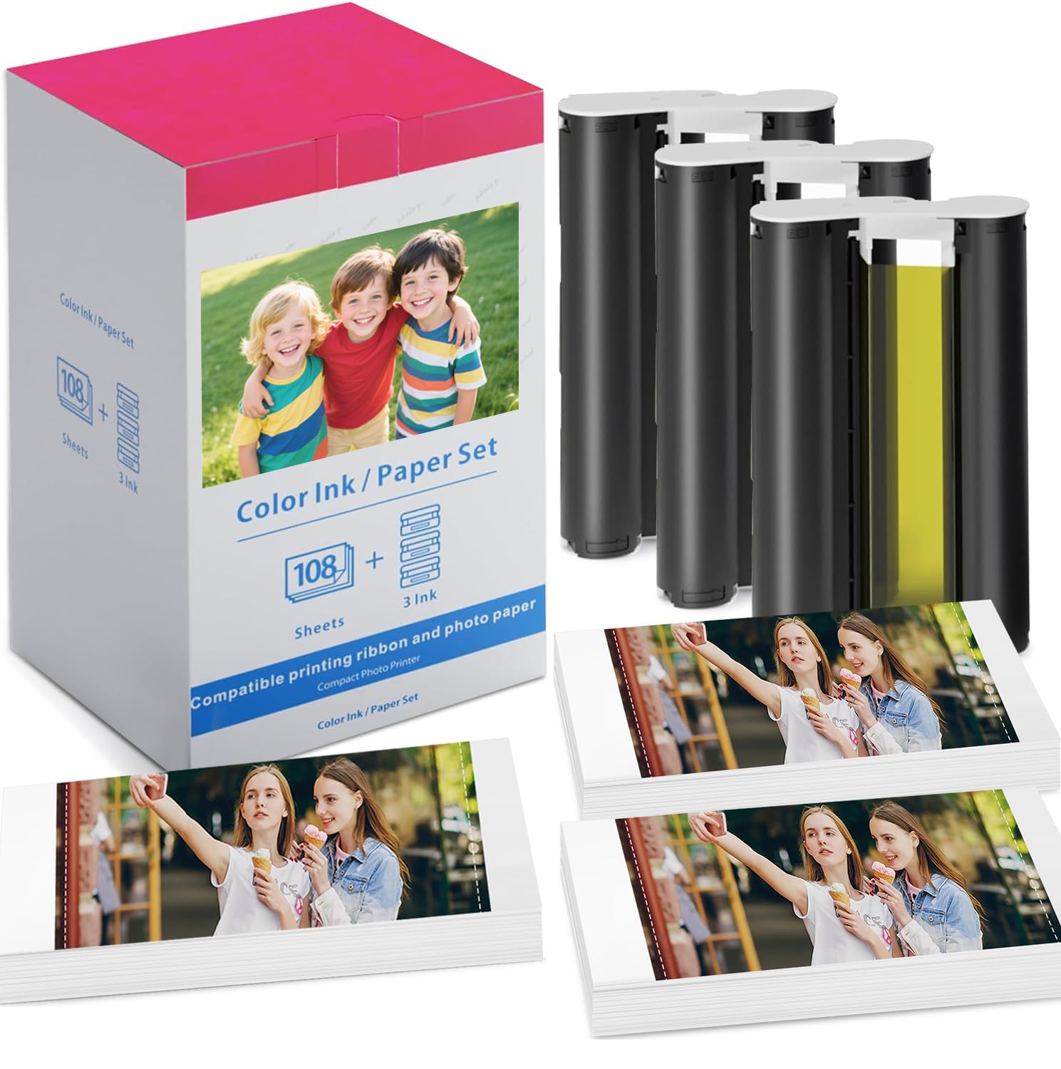 Amazon | Canon Selphy CP1500 CP1300 インクと紙、4x6インチ KP-108IN