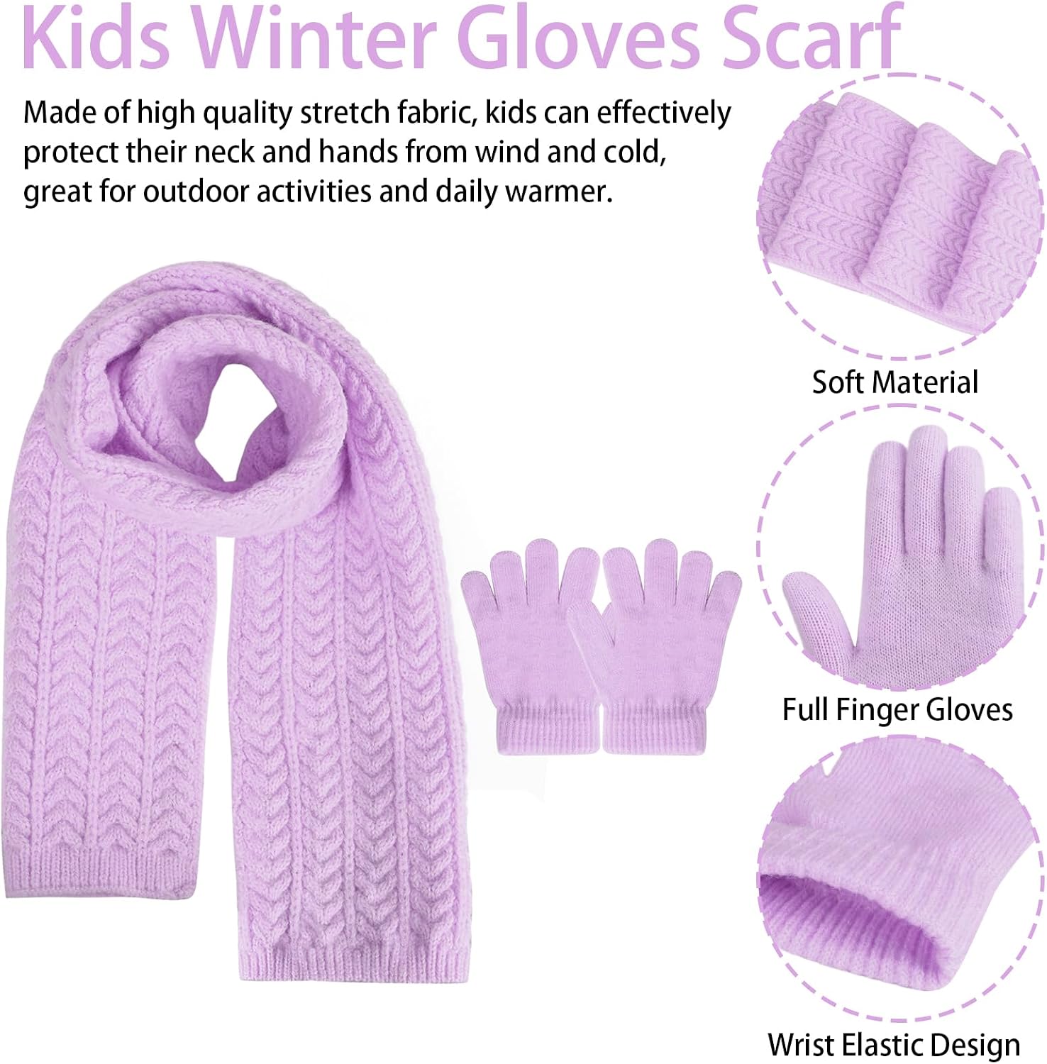Kids Winter Beanie Hat Scarf Gloves Set, Toddler Winter Cap Knit Neck Warmer Gaiter Mittens for Children 2-8 image 3