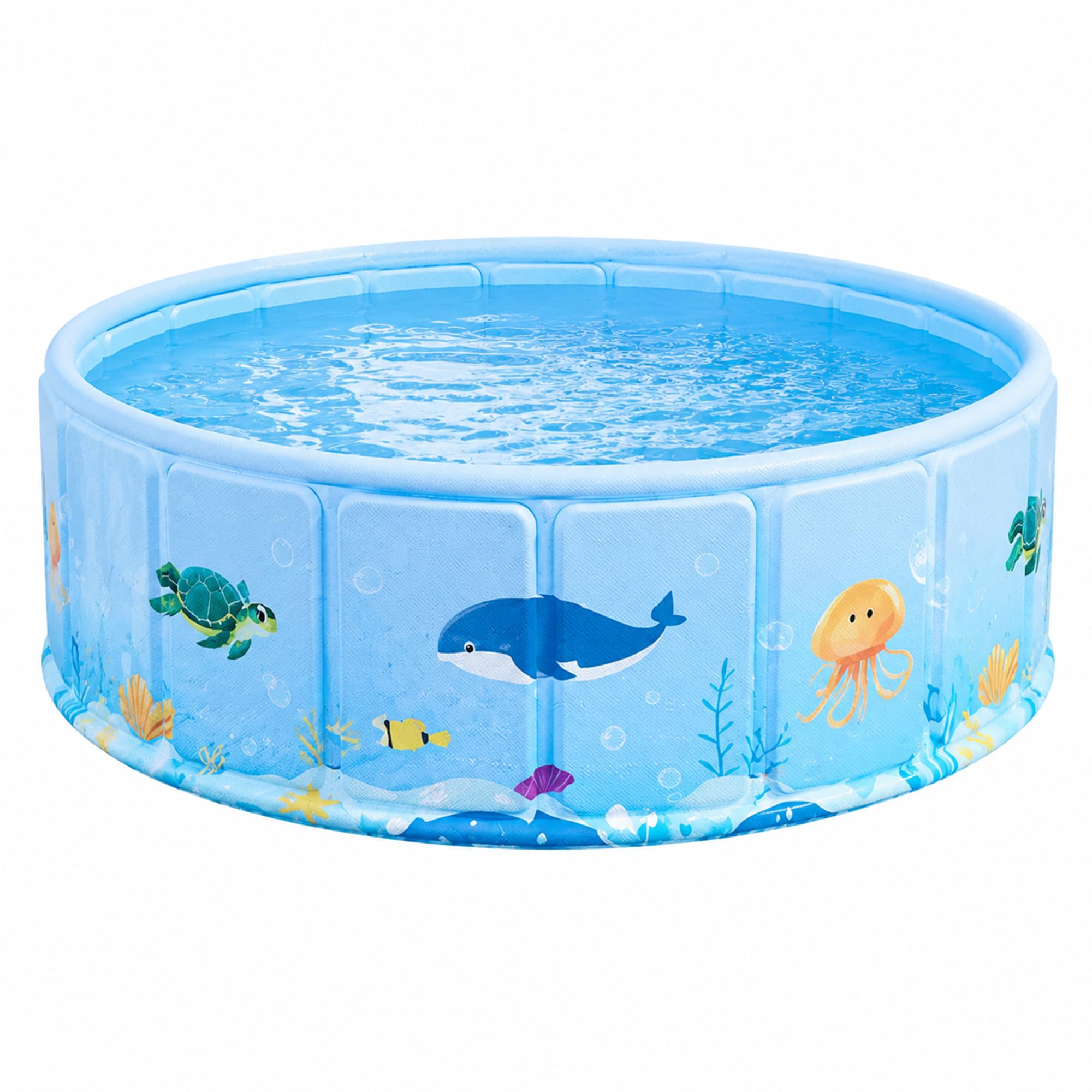 Piscina Bambini Pieghevole, Piscina Rigida Senza Gonfiaggio da Giardino | Piscina Portatile con Pannelli PVC Resistenti, Scarico Rapido e Salvaspazio per Esterni(39.4in)