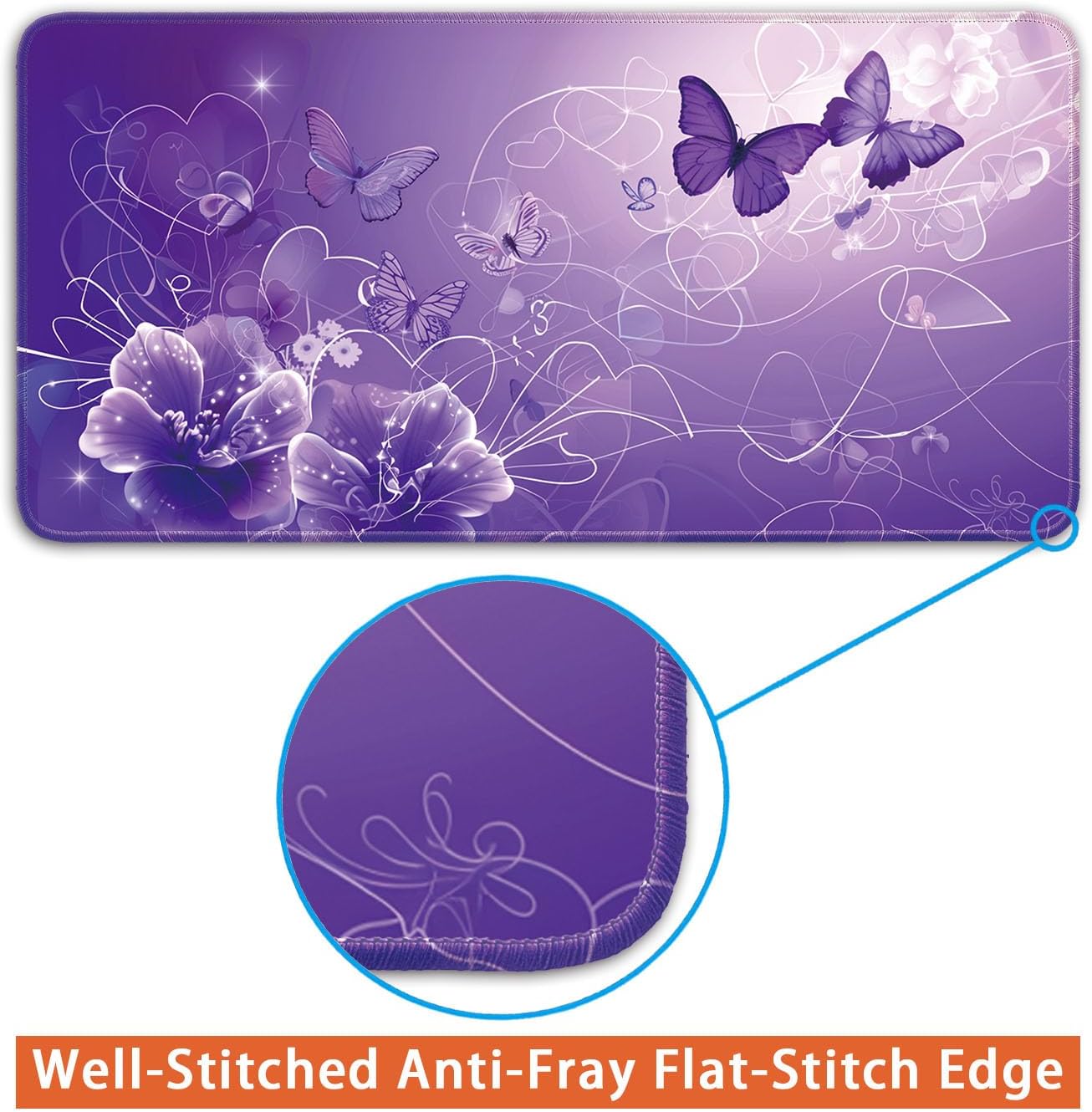 Desk Pad Protector, Office Desk Mat, Large Mouse Pad, Non-Slip Desk Blotter, 23.6x11.8 inch, Purple Butterfly - Image 4