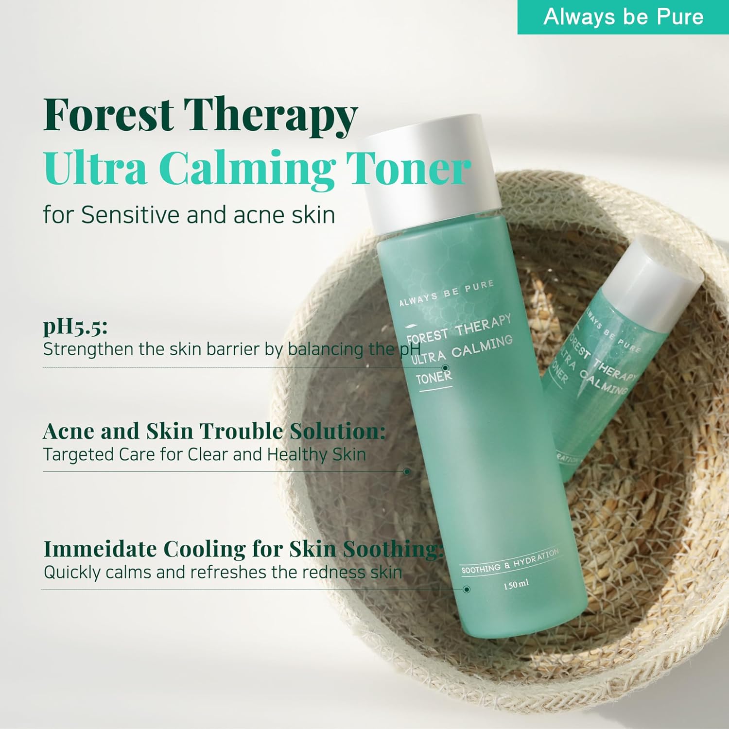 Forest Therapy CICA Toner with Centella Asiatica, Hydrating Korean Skincare for Sensitive & Acne-Prone Skin – Niacinamide & Hyaluronic Acid, K-Beauty Facial Toner, 5.07 fl oz (150ml) - Image 2