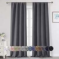 Vista 74 de Cortinas opacas para dormitorio, sala de estar, juego de 2 paneles de 54 pulgadas de largo, cortinas de oscurecimiento de habitación con aislamiento
