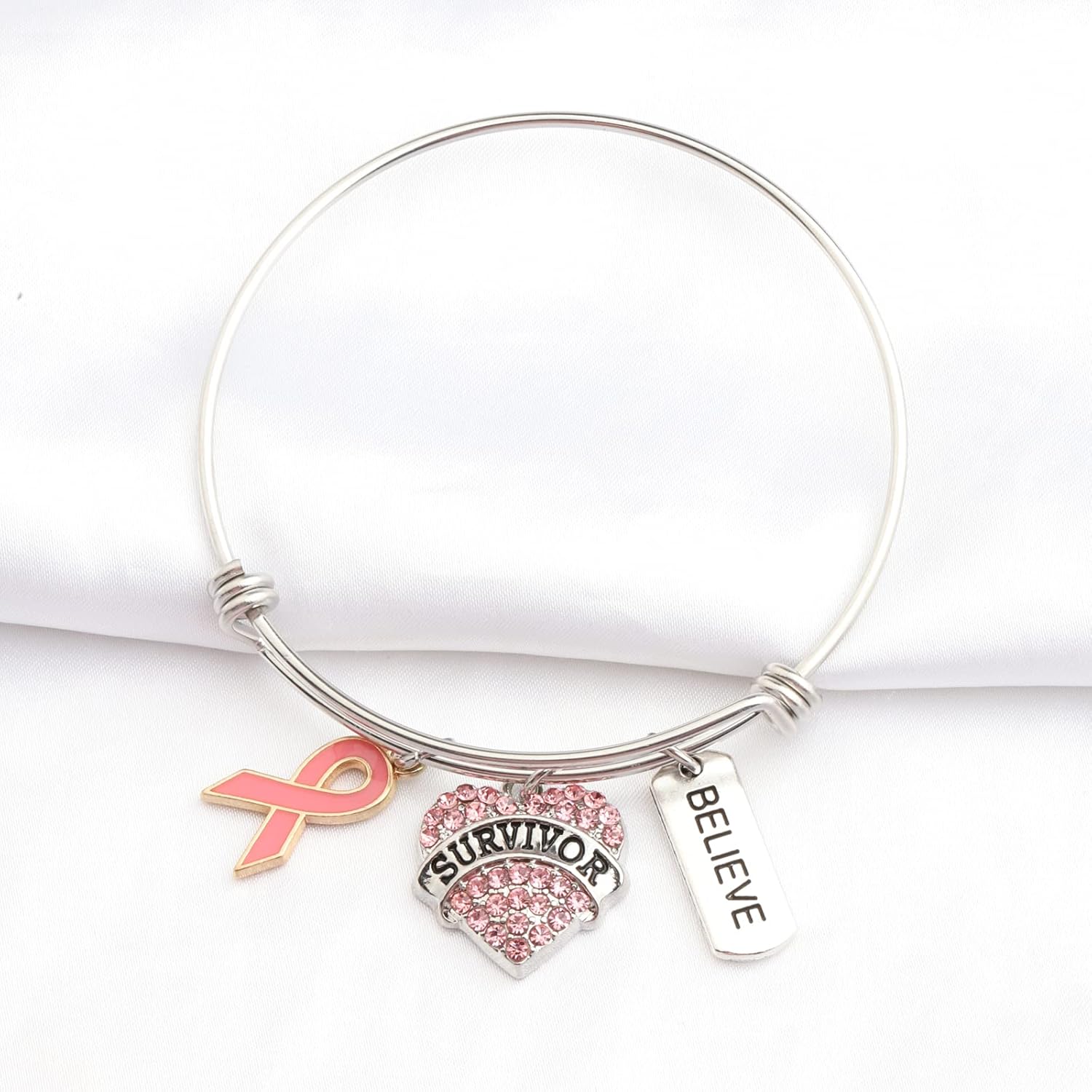 Gzrlyf Breast Cancer Survivor Bracelet Necklace Breast Cancer Awareness Gifts for Survivor Fighter - Image 4