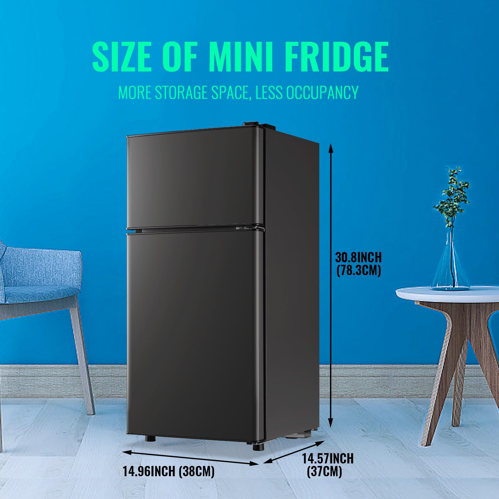Tacool 2.4 Cu.Ft Fridge Dual Door Refrigerator With Freezer Dorm Fridge For Personal Senven Temp Gear Suit For Apartment, Bedroom, RV Dark Gray on Fridge.com - View 5