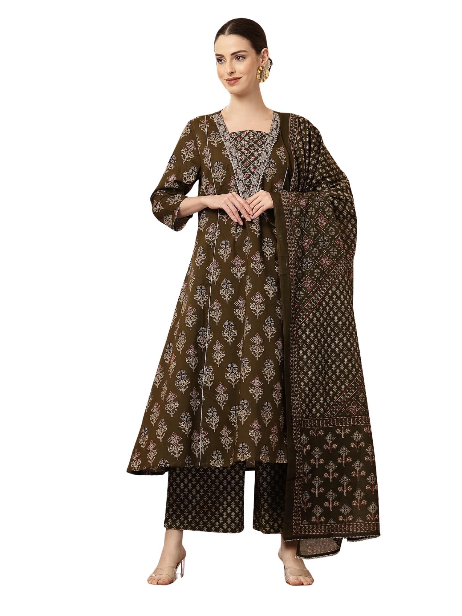 Maternity Cotton Kurta Pant Set with Dupatta and Zip Feeding Access | A-Line Nursing Kurta with Pants & Pocket | Pregnancy & Postpartum Wear-image-21