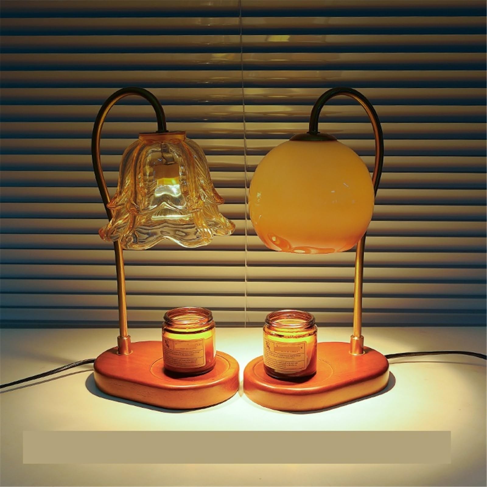 Lampada da comodino Lampada da tavolo rotonda for interni della camera letto, con sfumatura di colore retrò, comodino Lampade per la camera da letto