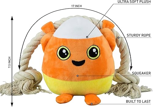 Miniatura 3 de Native Pup Juguete para perros con cuerda y chirriador, aguacate, vaca, perezoso, tiburón, maíz dulce, Papá Noel, pavo (Avocado)