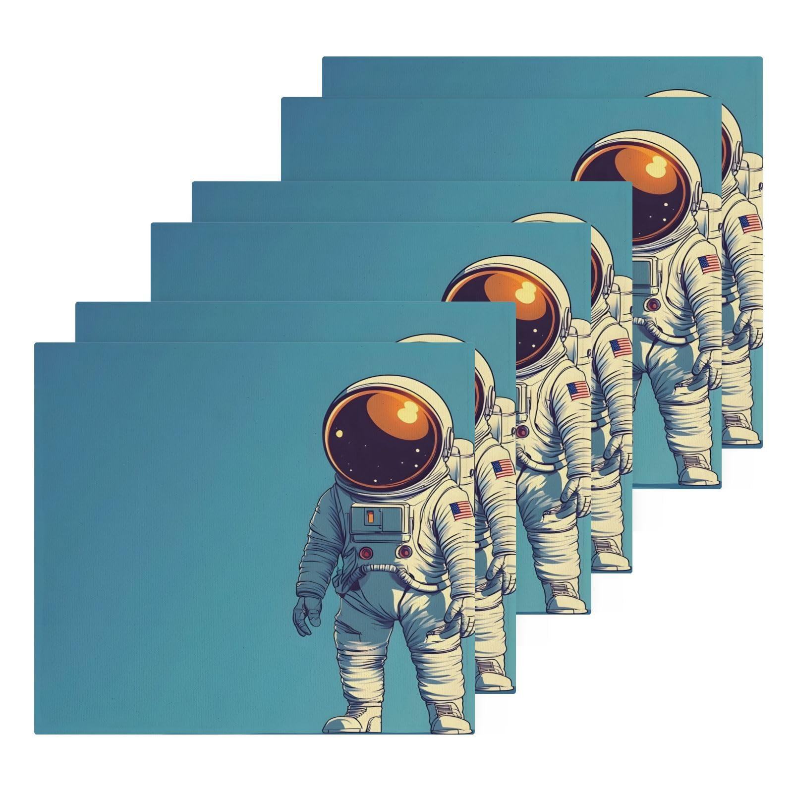 YANENDIE Cartoon Astronaut Washcloths Towels, Highly Absorbent and Soft Cotton Face Cloths, 6 Pack Quick Dry Wash Cloths - 12 X 12 Inches